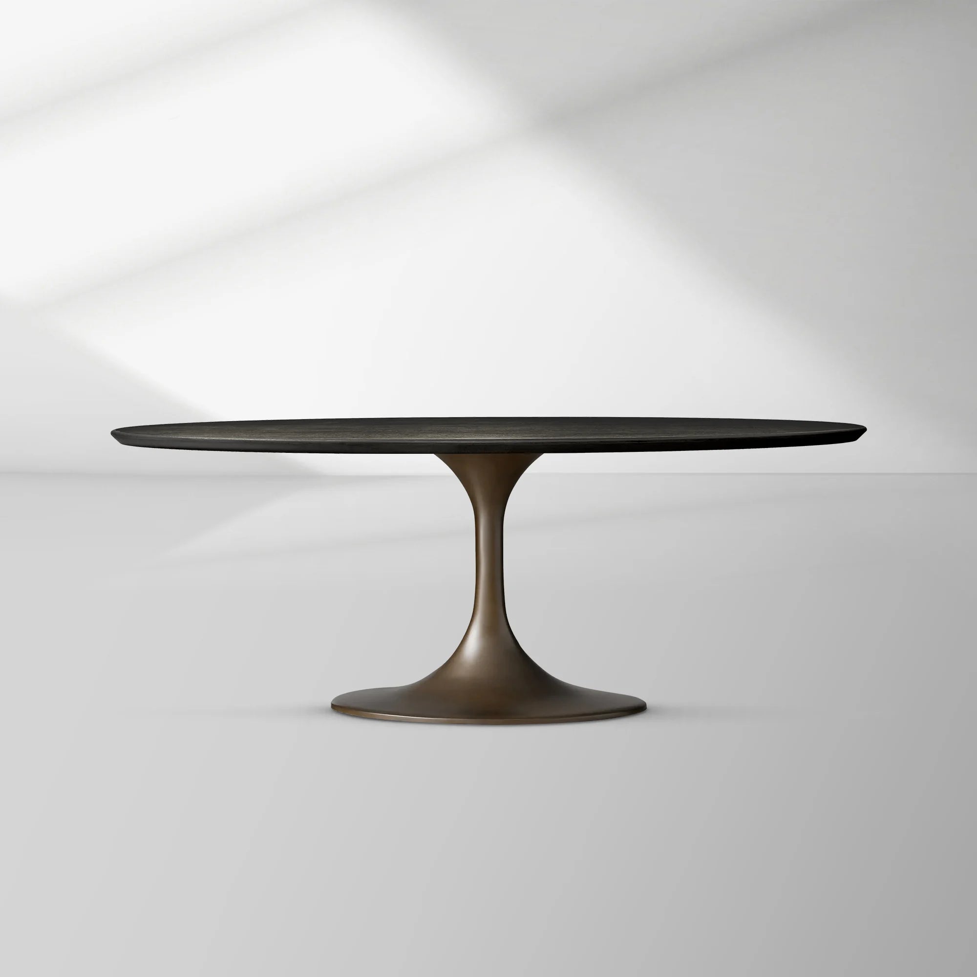 Aero Oval Oak Dining Table with Cast Steel Pedestal Base