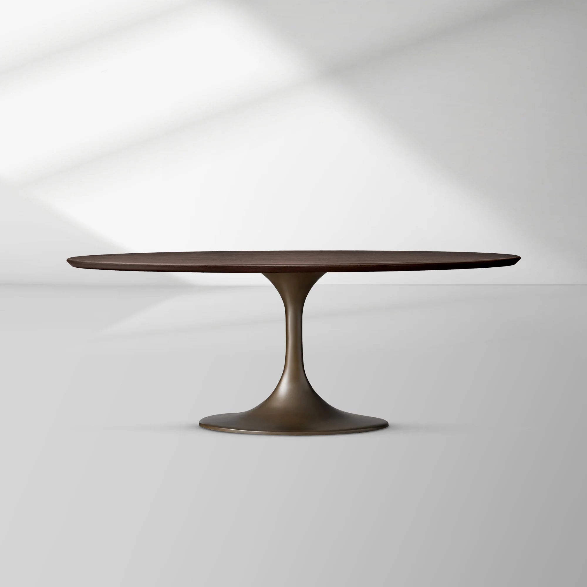 Aero Oval Oak Dining Table with Cast Steel Pedestal Base