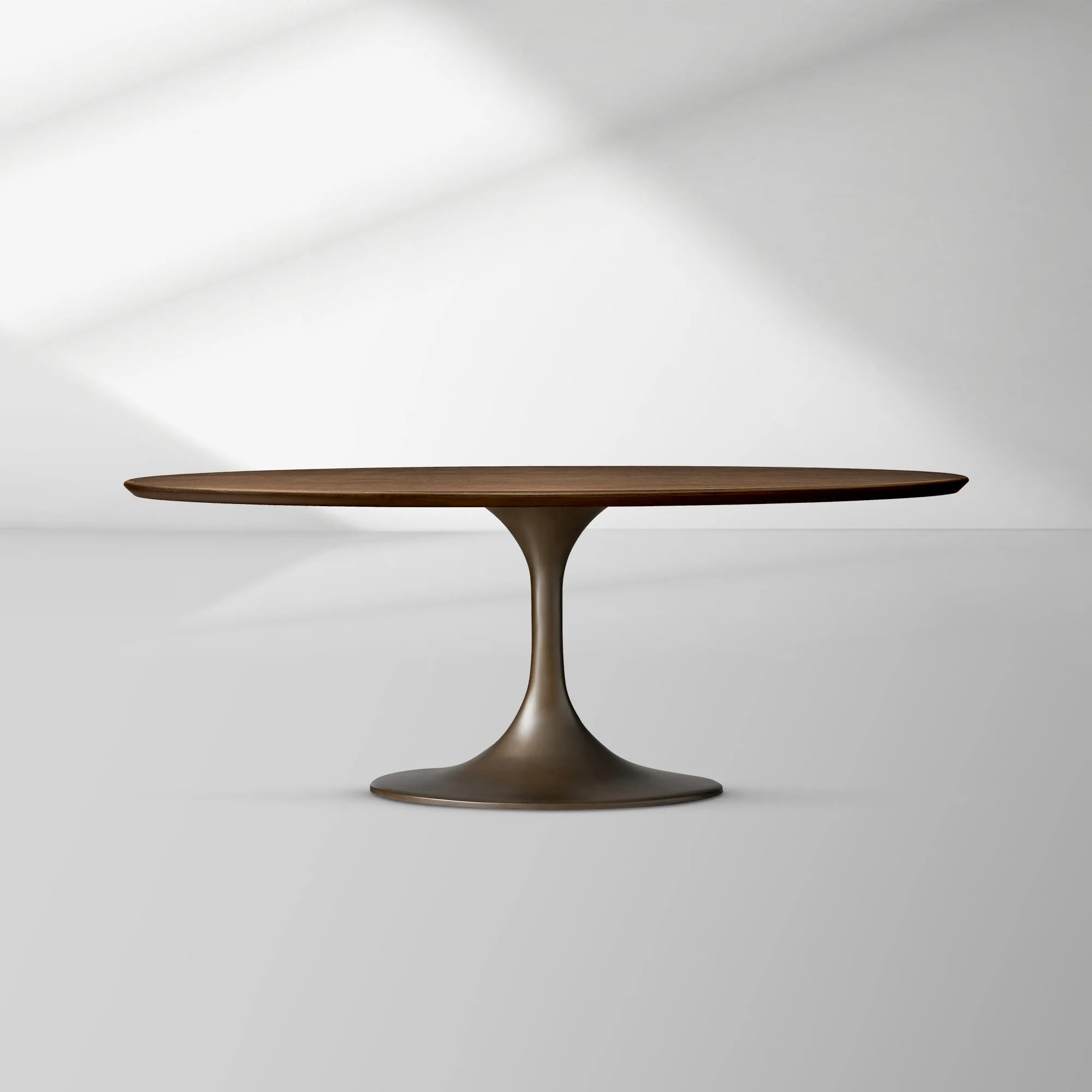 Aero Oval Oak Dining Table with Cast Steel Pedestal Base