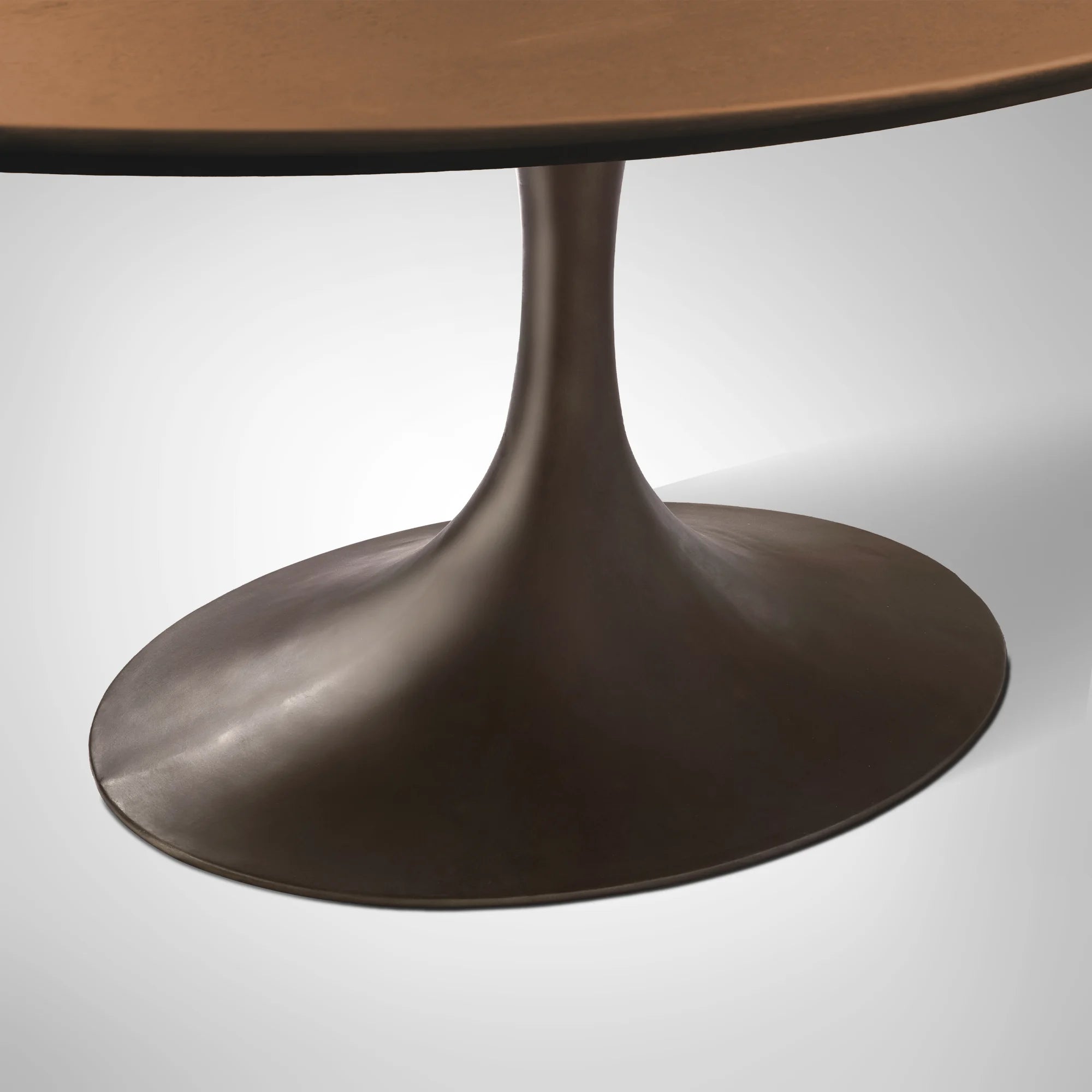 Aero Oval Oak Dining Table with Cast Steel Pedestal Base