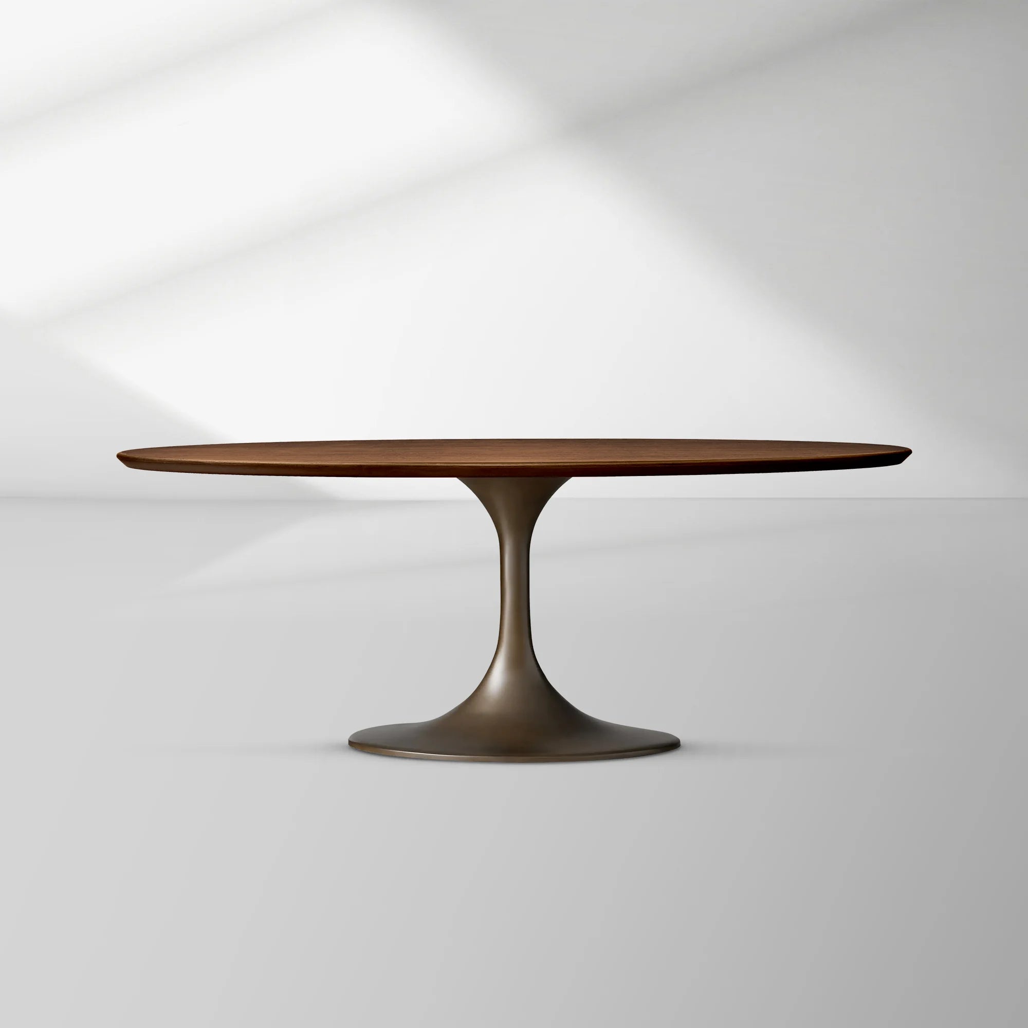Aero Oval Oak Dining Table with Cast Steel Pedestal Base
