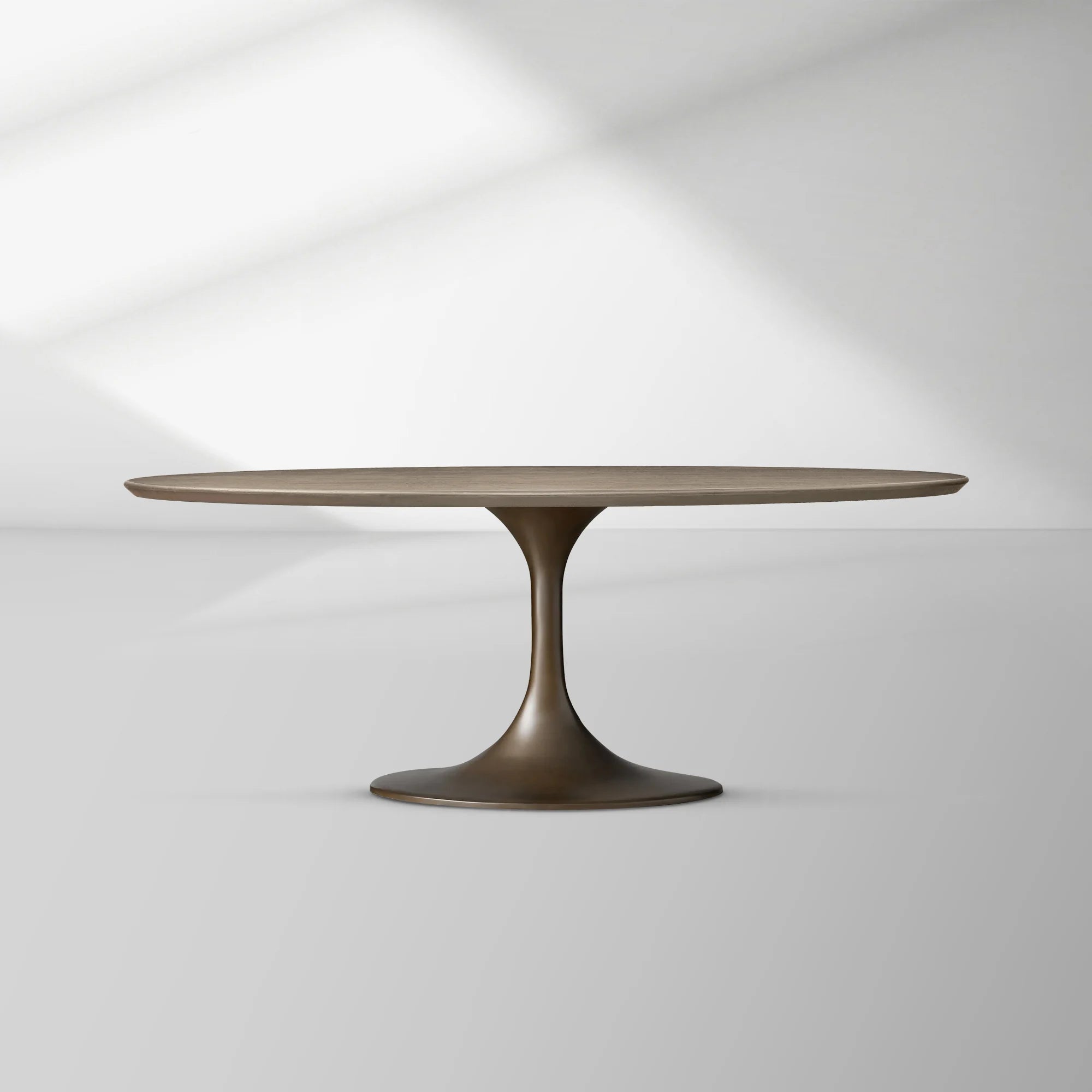 Aero Oval Oak Dining Table with Cast Steel Pedestal Base