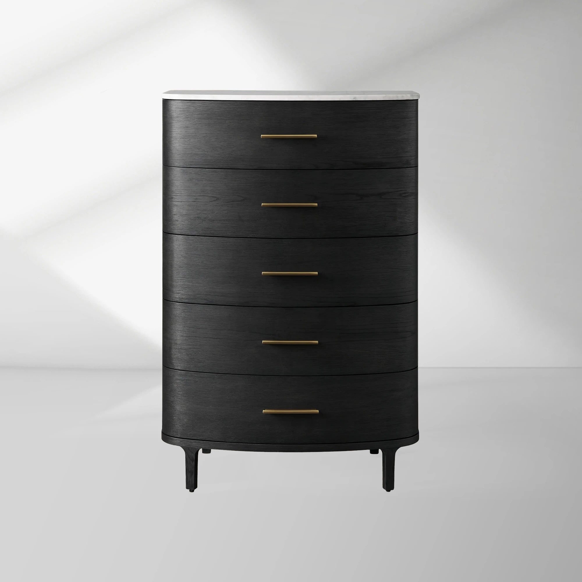 Danny Five-Drawer Dresser with Marble Top and Soft-Close Drawers