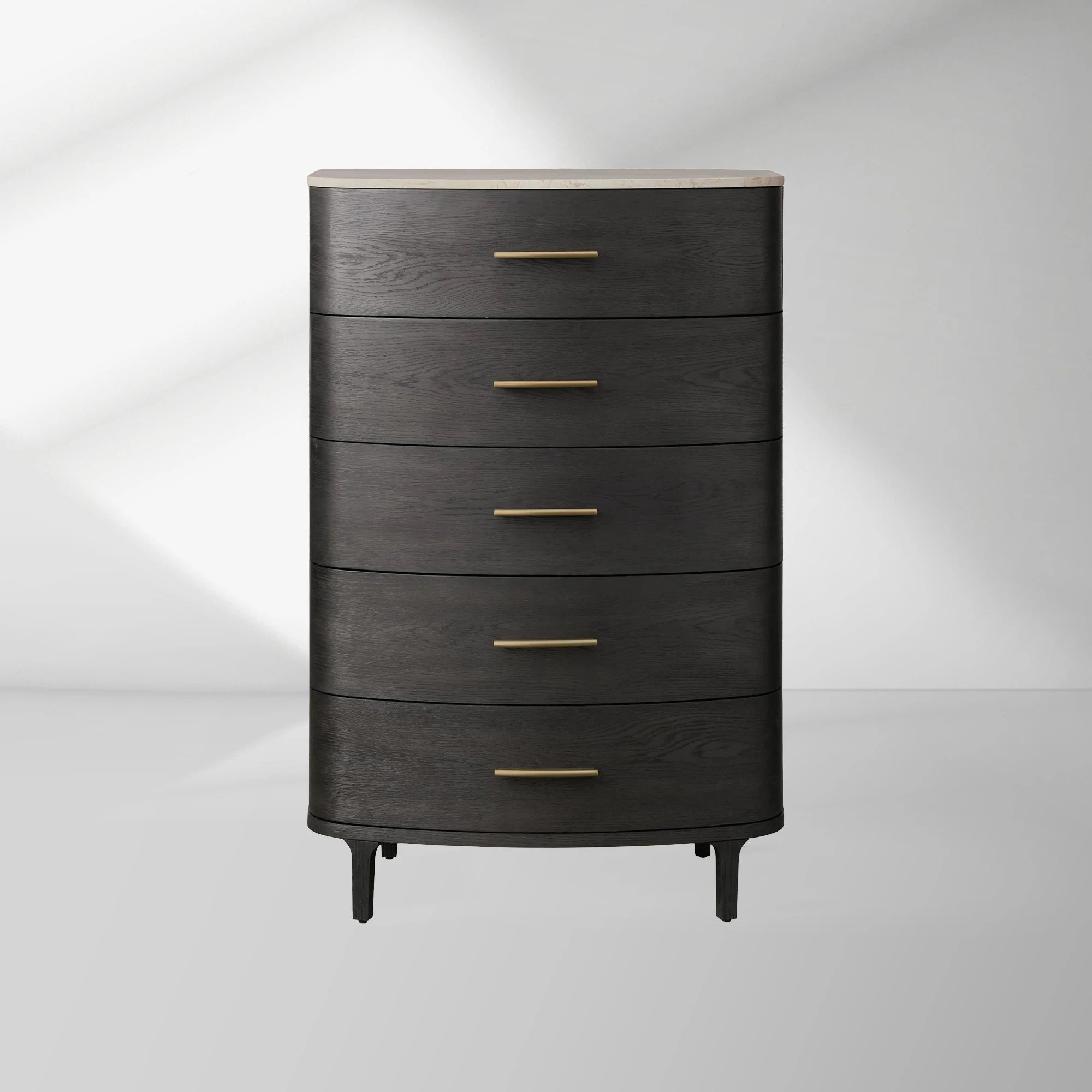 Danny Five-Drawer Dresser with Marble Top and Soft-Close Drawers