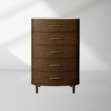 Danny Five-Drawer Dresser with Marble Top and Soft-Close Drawers