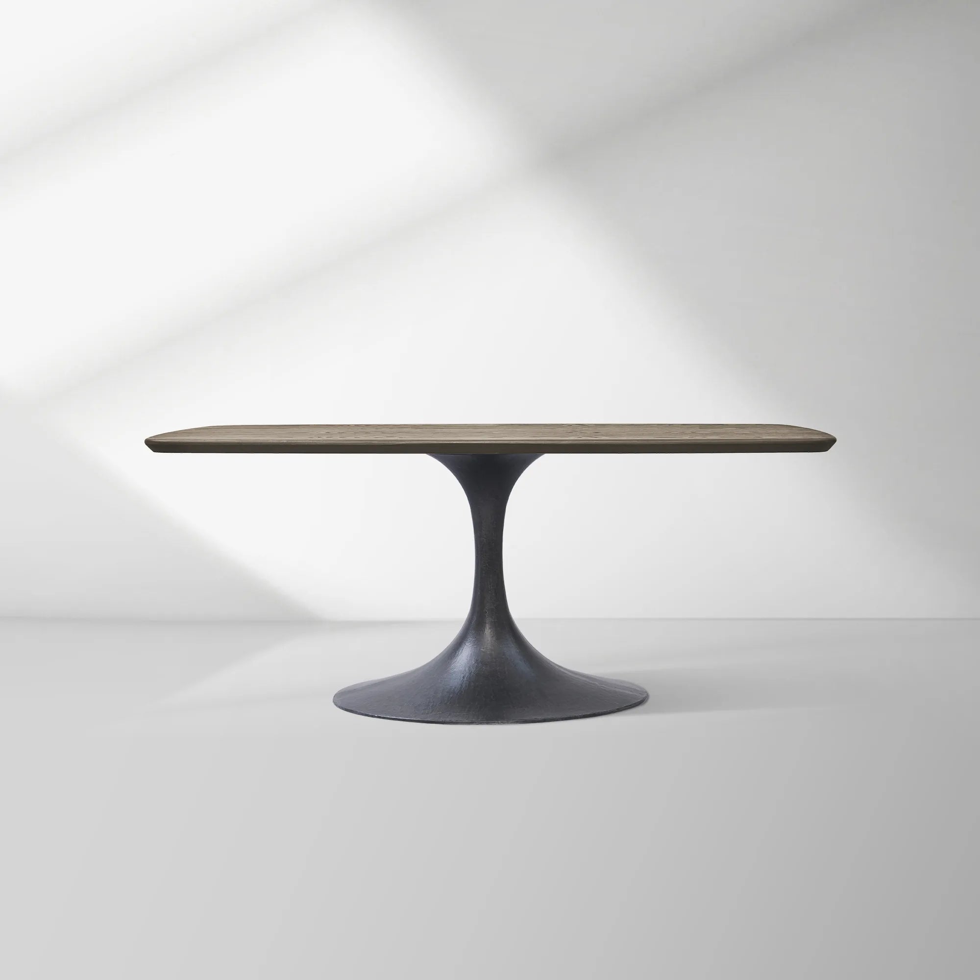 Aero Solid Oak Top Dining Table Tulip Rectangular Dining Table with Launette Base