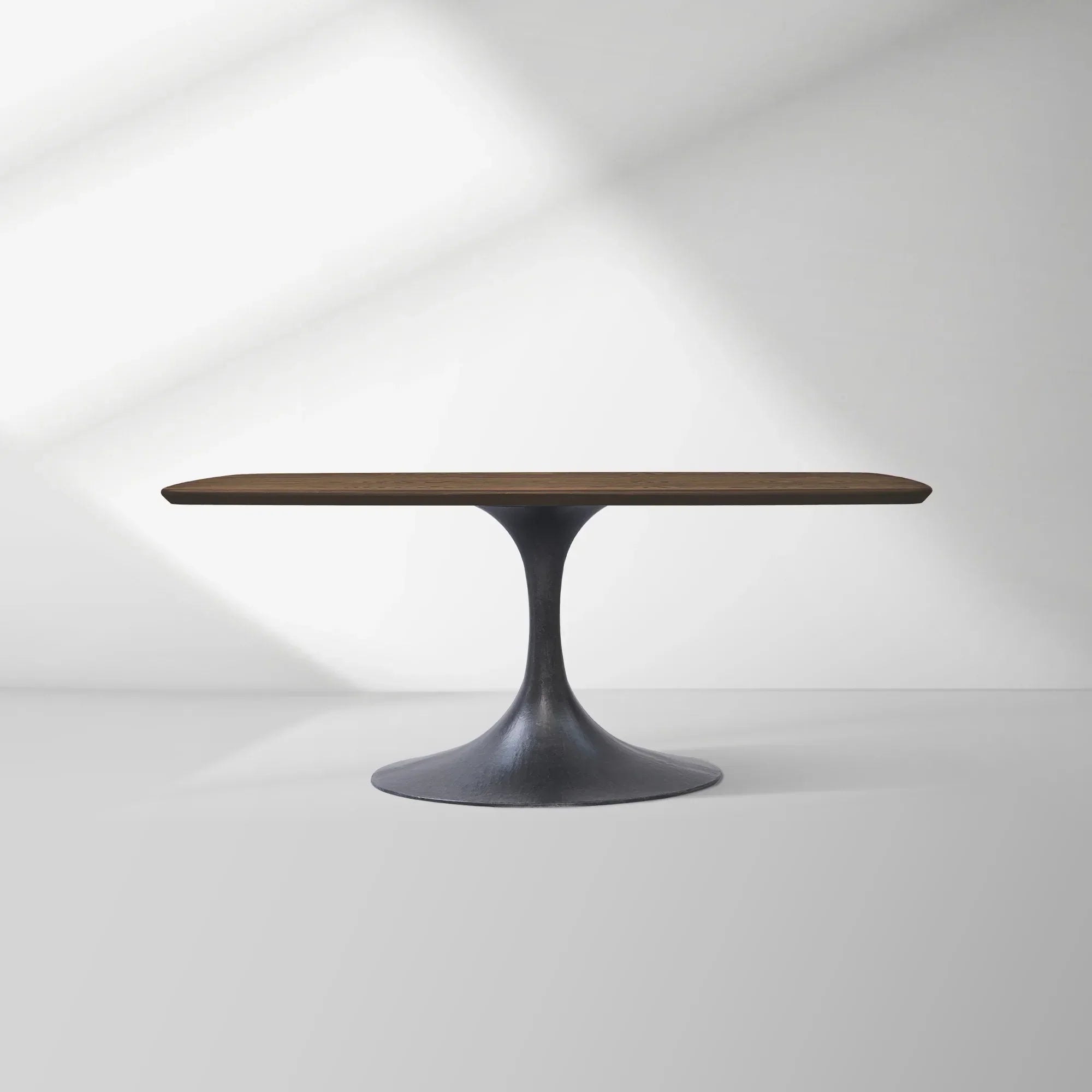 Aero Solid Oak Top Dining Table Tulip Rectangular Dining Table with Launette Base