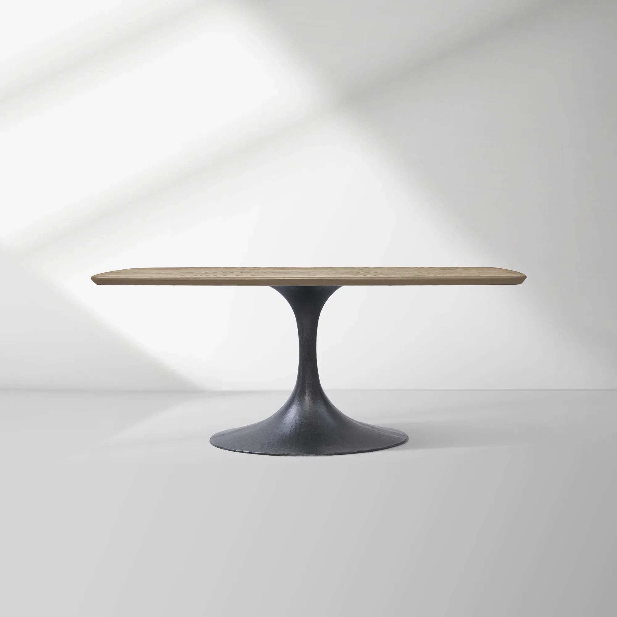 Aero Solid Oak Top Dining Table Tulip Rectangular Dining Table with Launette Base
