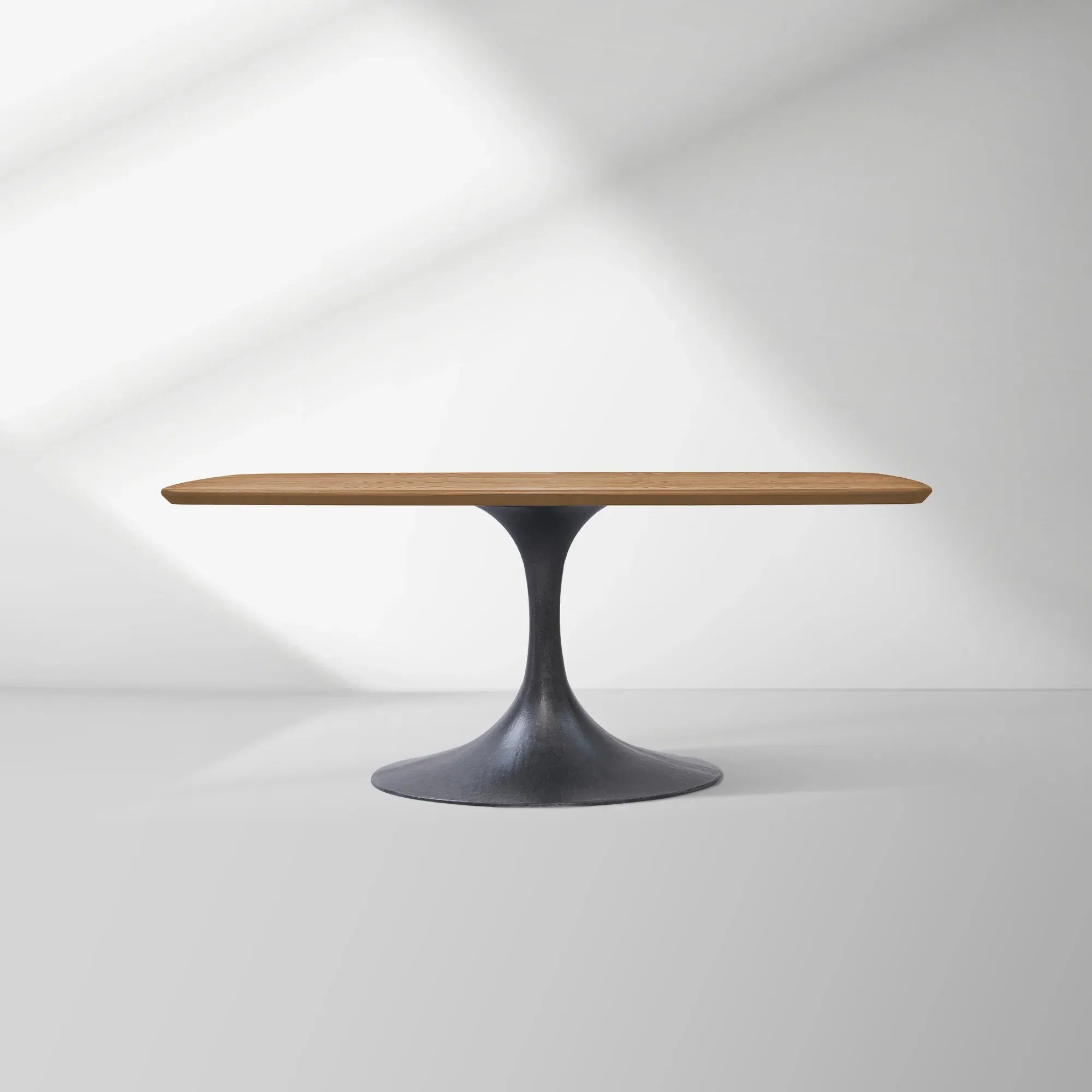 Aero Solid Oak Top Dining Table Tulip Rectangular Dining Table with Launette Base