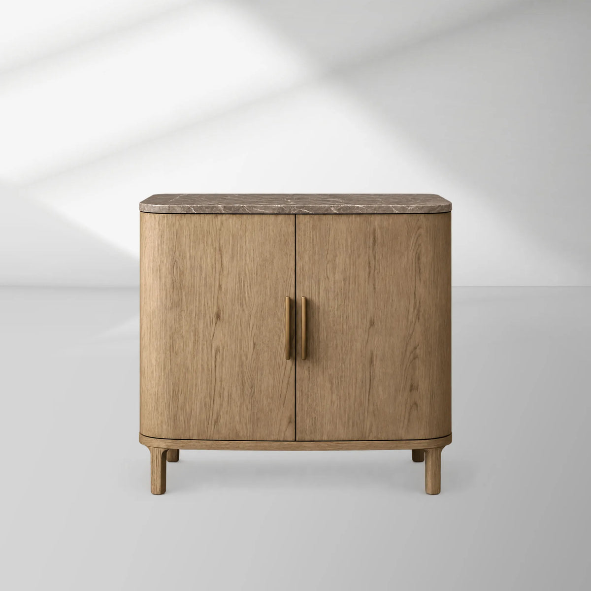 Danny Oak Wood Sideboards Cabinet Marble Top Buffet Cabinet Lockers