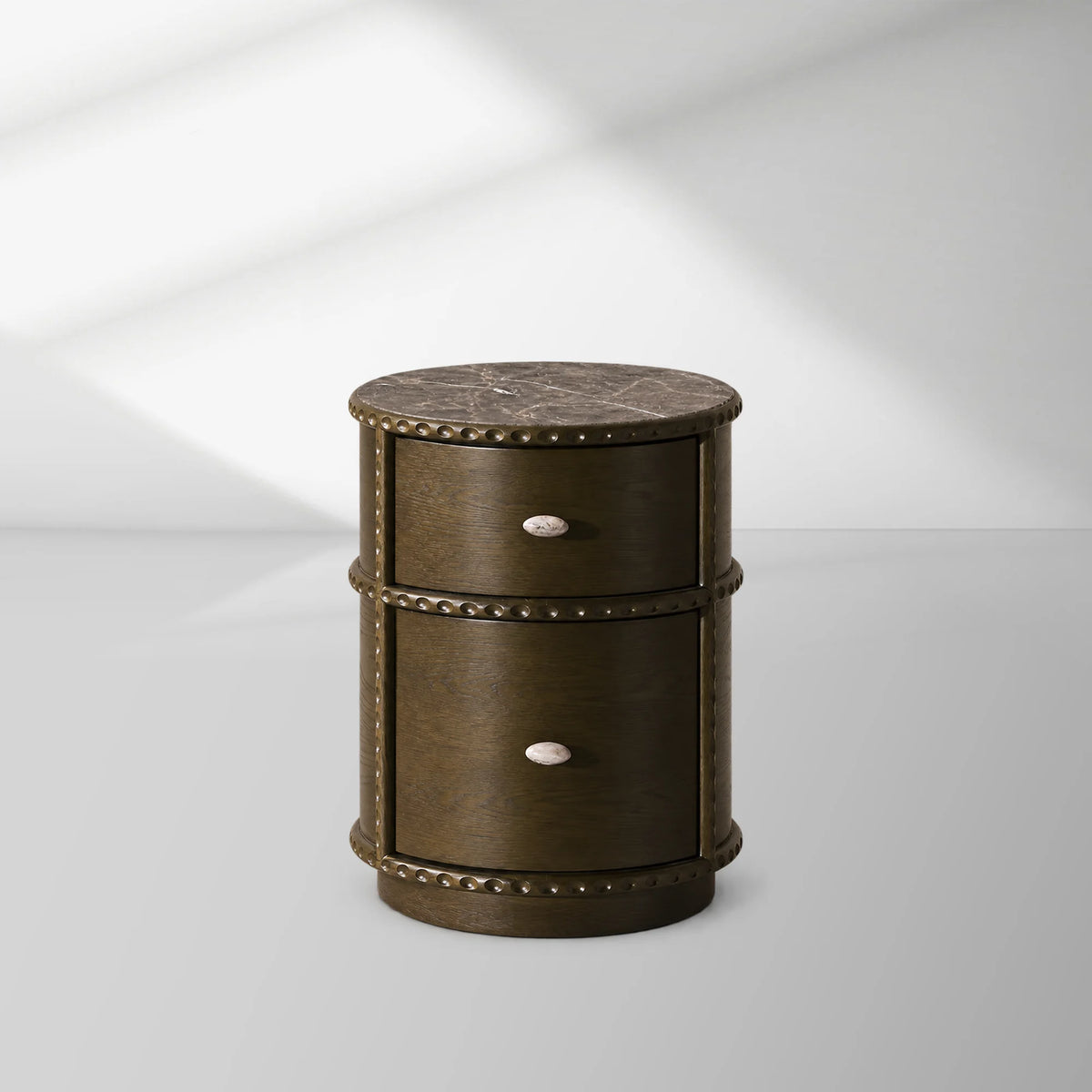 Pierro oakwood Sculptural Bedside Table With Brazilian Quartzite Top Nightstands