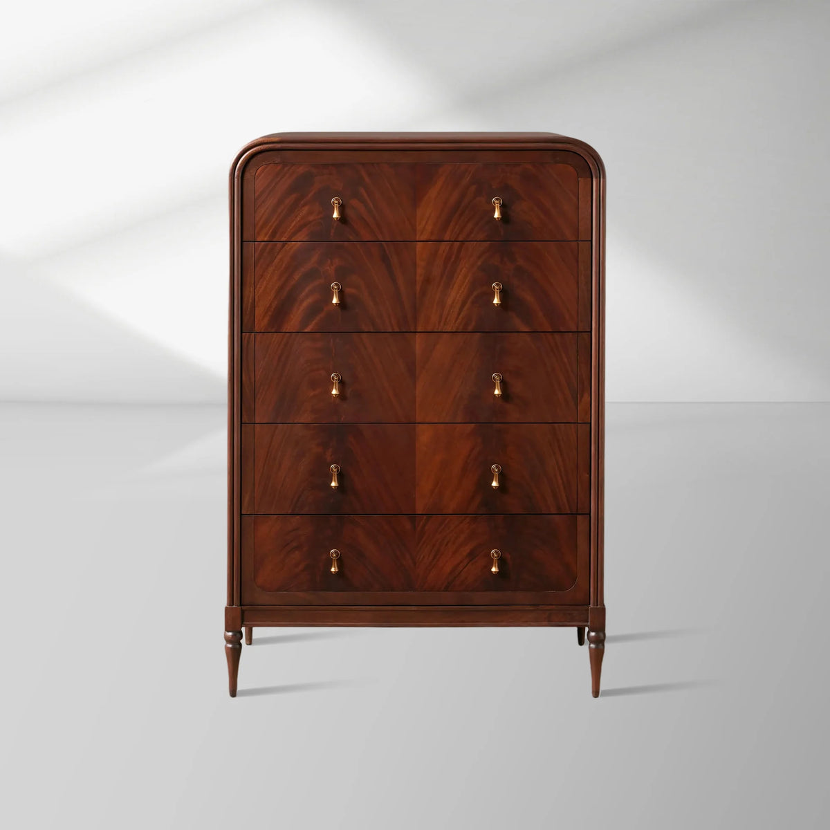 Frances Mahogany Wood 5 Drawer Dresser Tall Bedroom Storage Chest