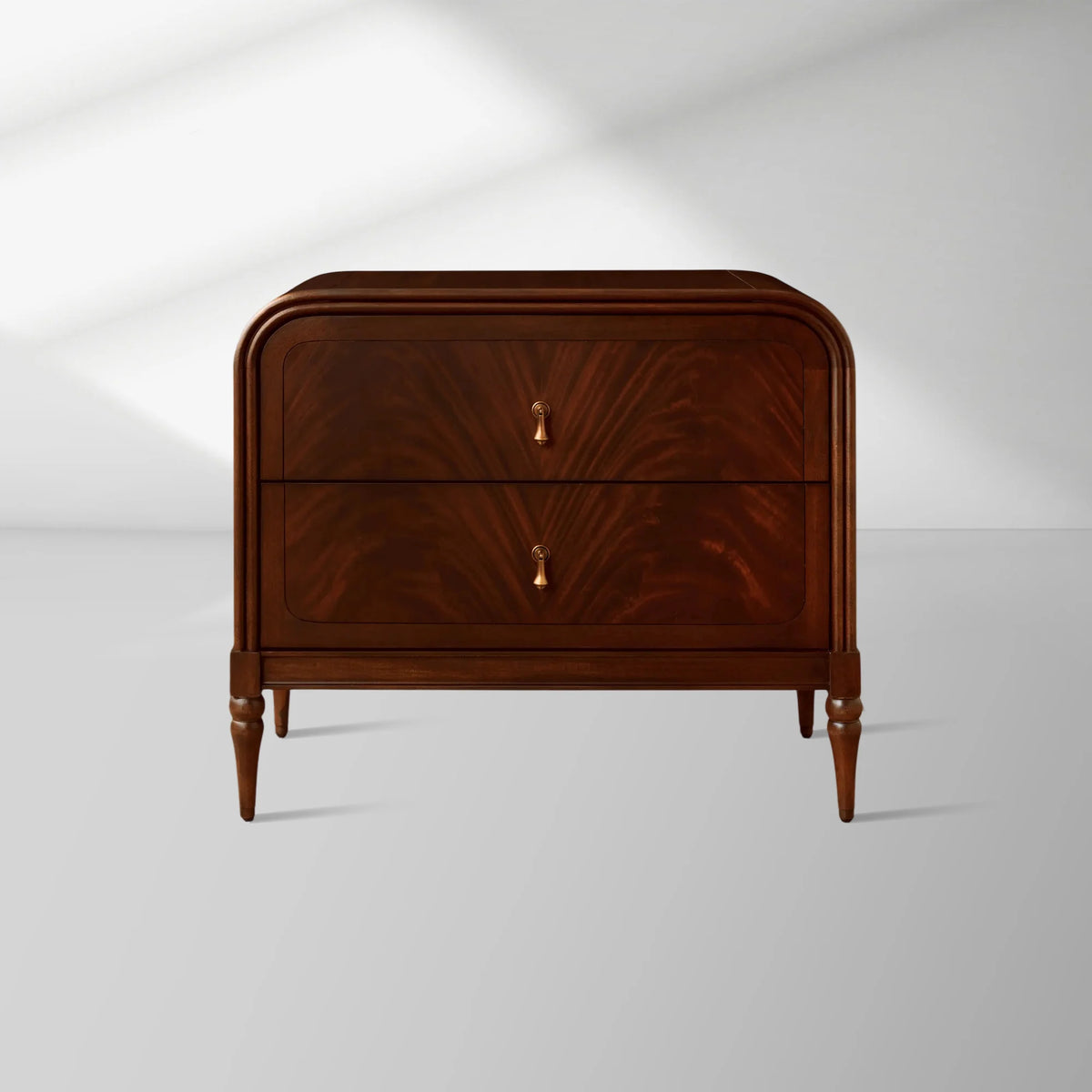 Frances Mahogany Wood Nightstand 2 Drawer Bedside Table