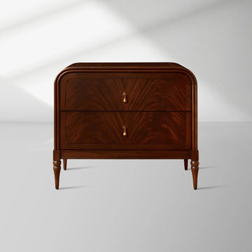 Frances Mahogany Wood Nightstand 2 Drawer Bedside Table