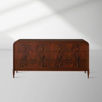 Frances Mahogany Wood 6 Drawer Dresser Wide Bedroom Storage