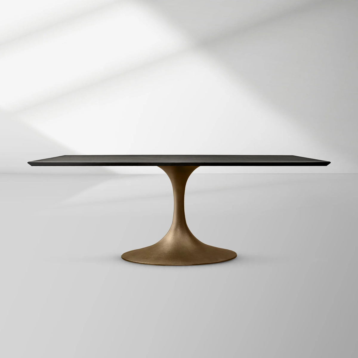 Aero Rectangular Oak Dining Table with Cast Steel Pedestal Base