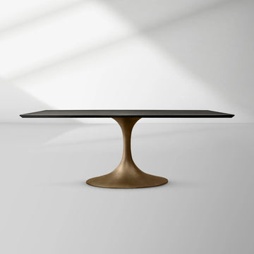 Aero Rectangular Oak Dining Table with Cast Steel Pedestal Base
