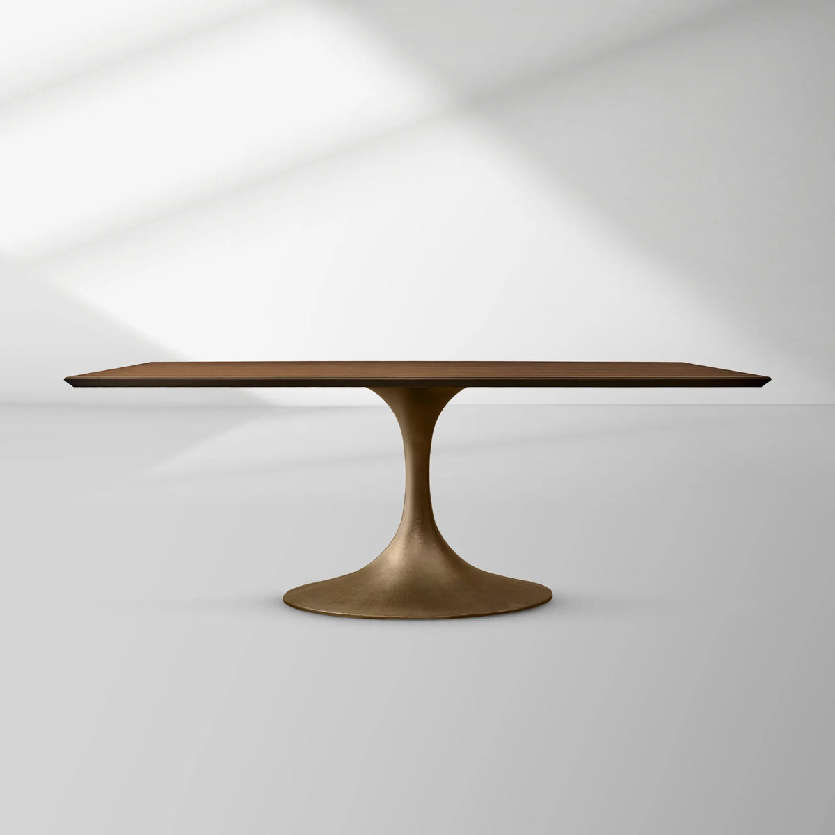 Aero Rectangular Oak Dining Table with Cast Steel Pedestal Base