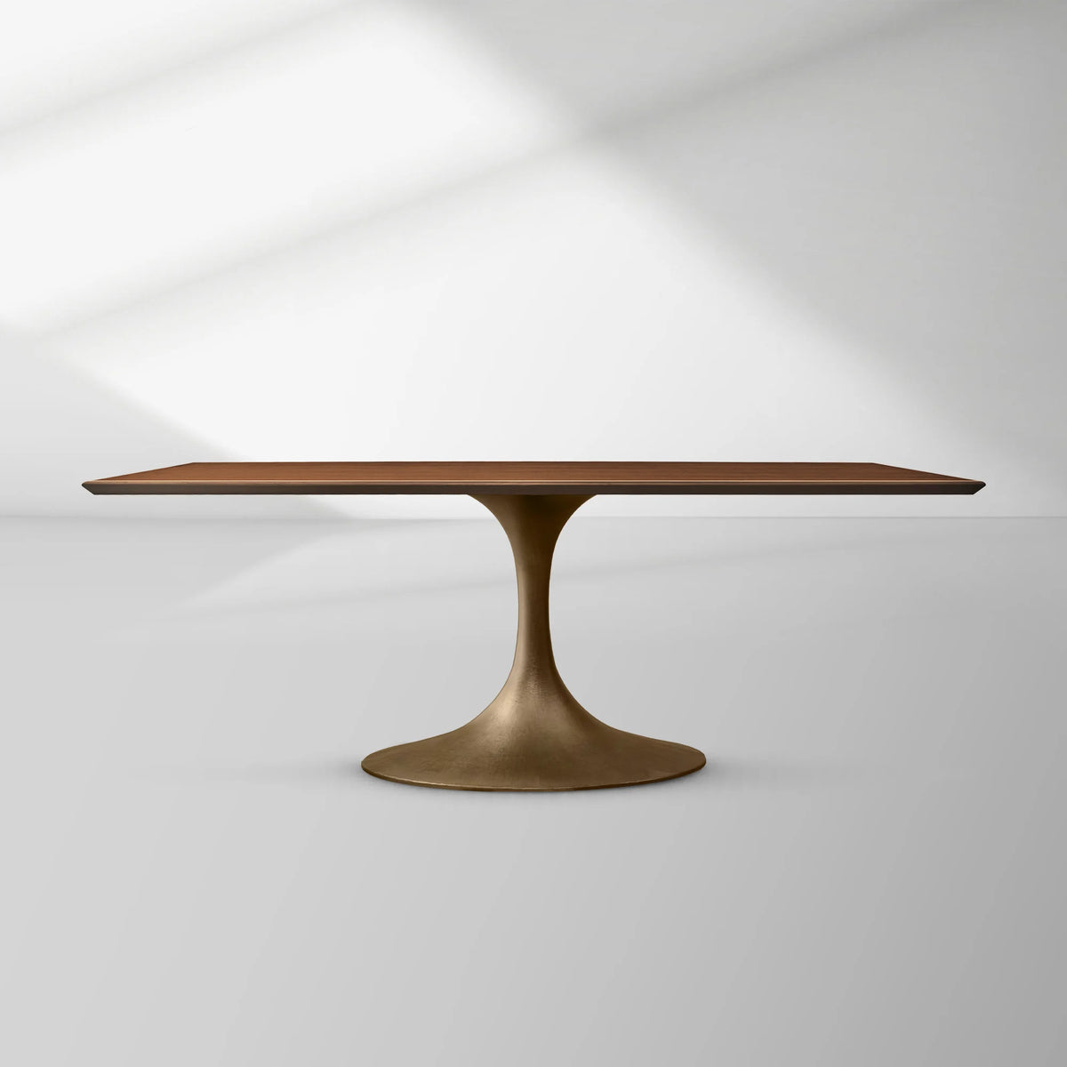 Aero Rectangular Oak Dining Table with Cast Steel Pedestal Base