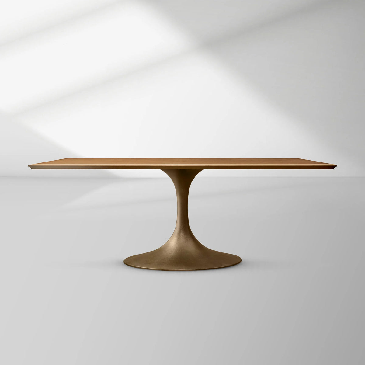 Aero Rectangular Oak Dining Table with Cast Steel Pedestal Base