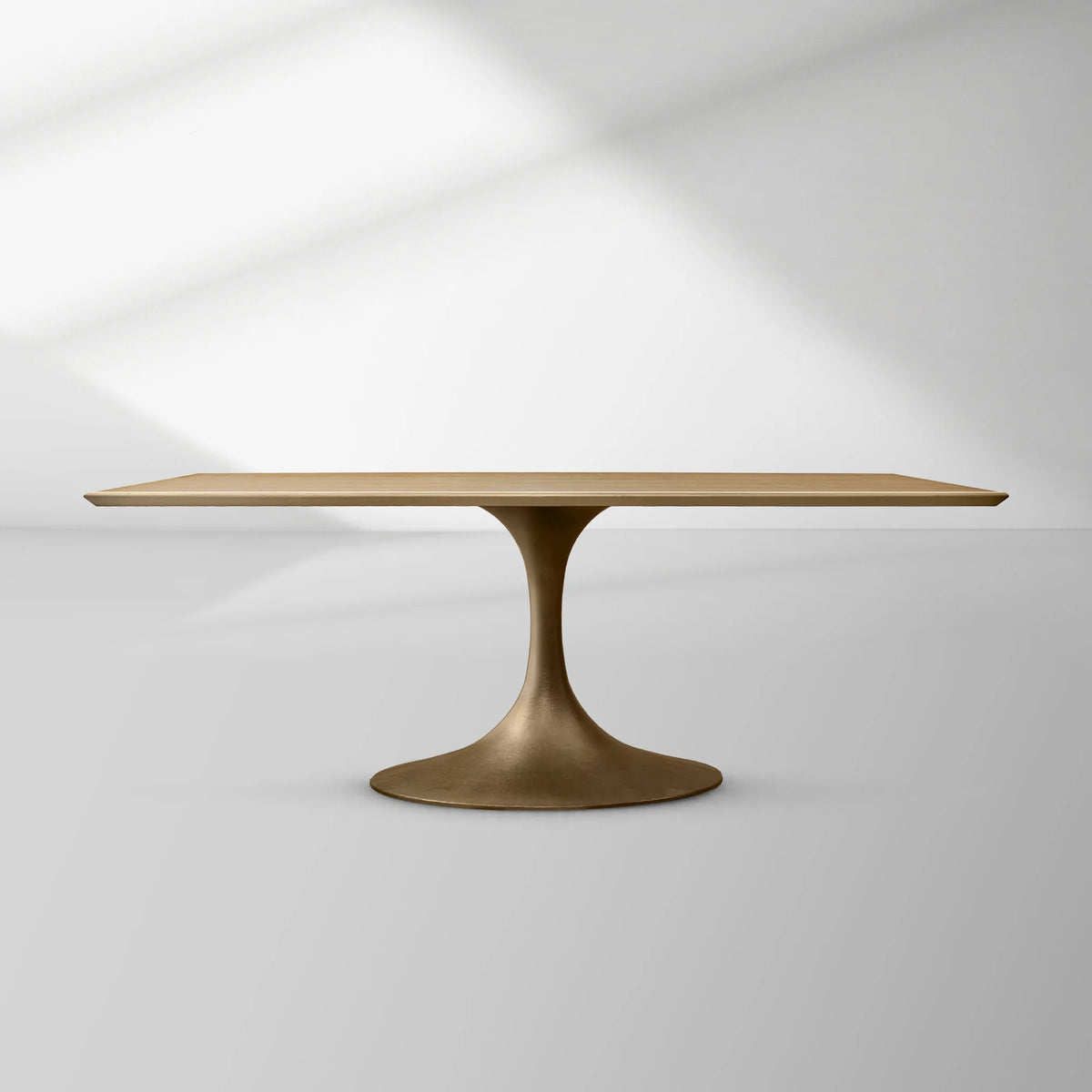 Aero Rectangular Oak Dining Table with Cast Steel Pedestal Base