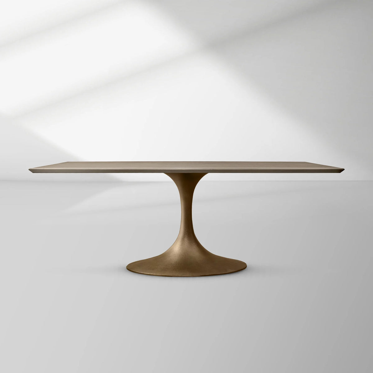 Aero Rectangular Oak Dining Table with Cast Steel Pedestal Base