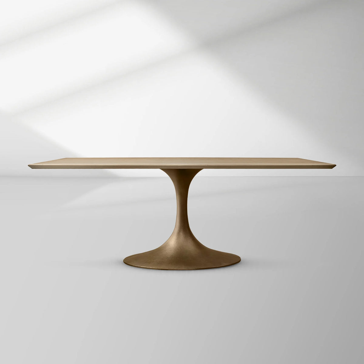 Aero Rectangular Oak Dining Table with Cast Steel Pedestal Base