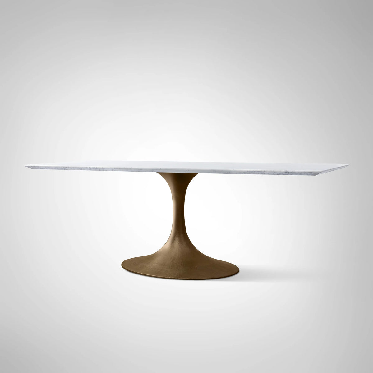 Aero Rectangular Stone Dining Table with Marble Top and Cast Steel Base
