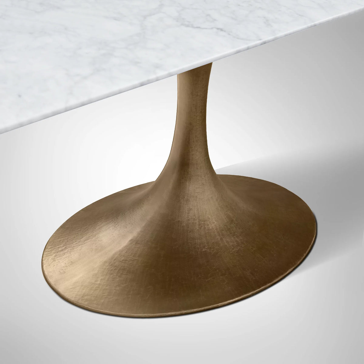 Aero Rectangular Stone Dining Table with Marble Top and Cast Steel Base