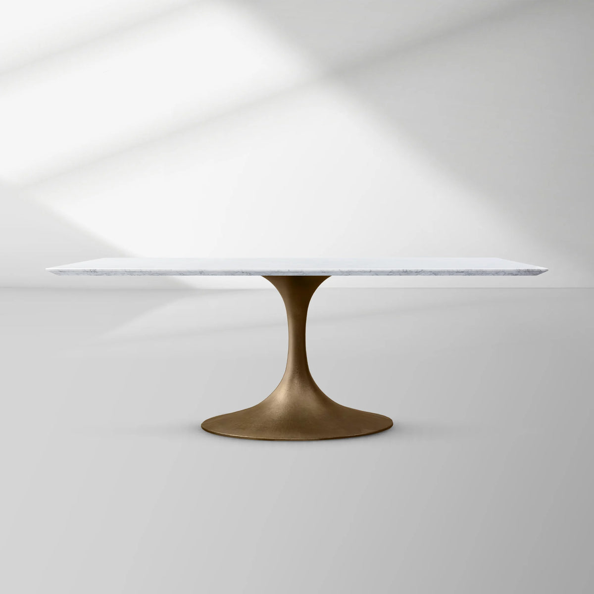 Aero Rectangular Stone Dining Table with Marble Top and Cast Steel Base
