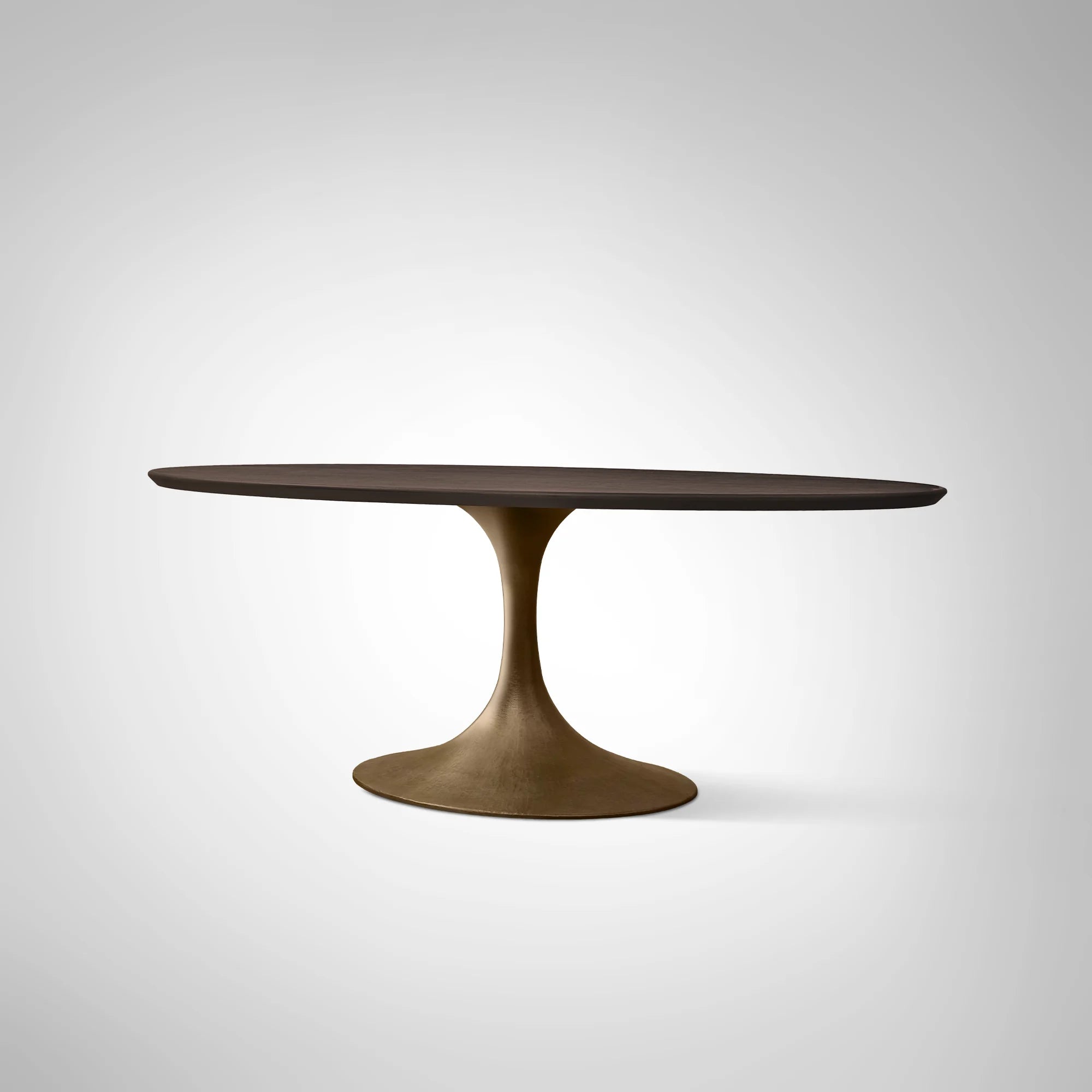 Aero Oval Oak Dining Table with Cast Steel Pedestal Base