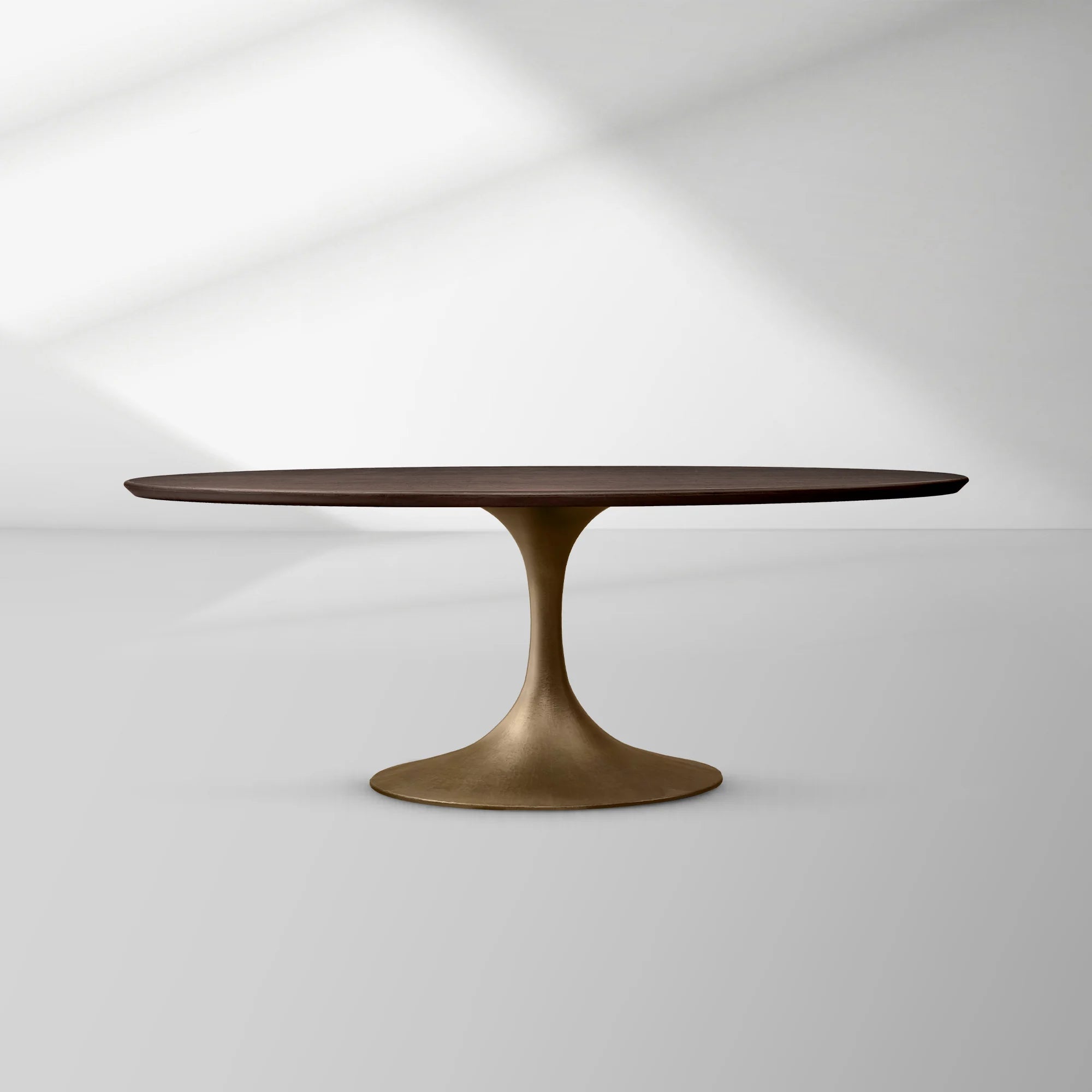 Aero Oval Oak Dining Table with Cast Steel Pedestal Base