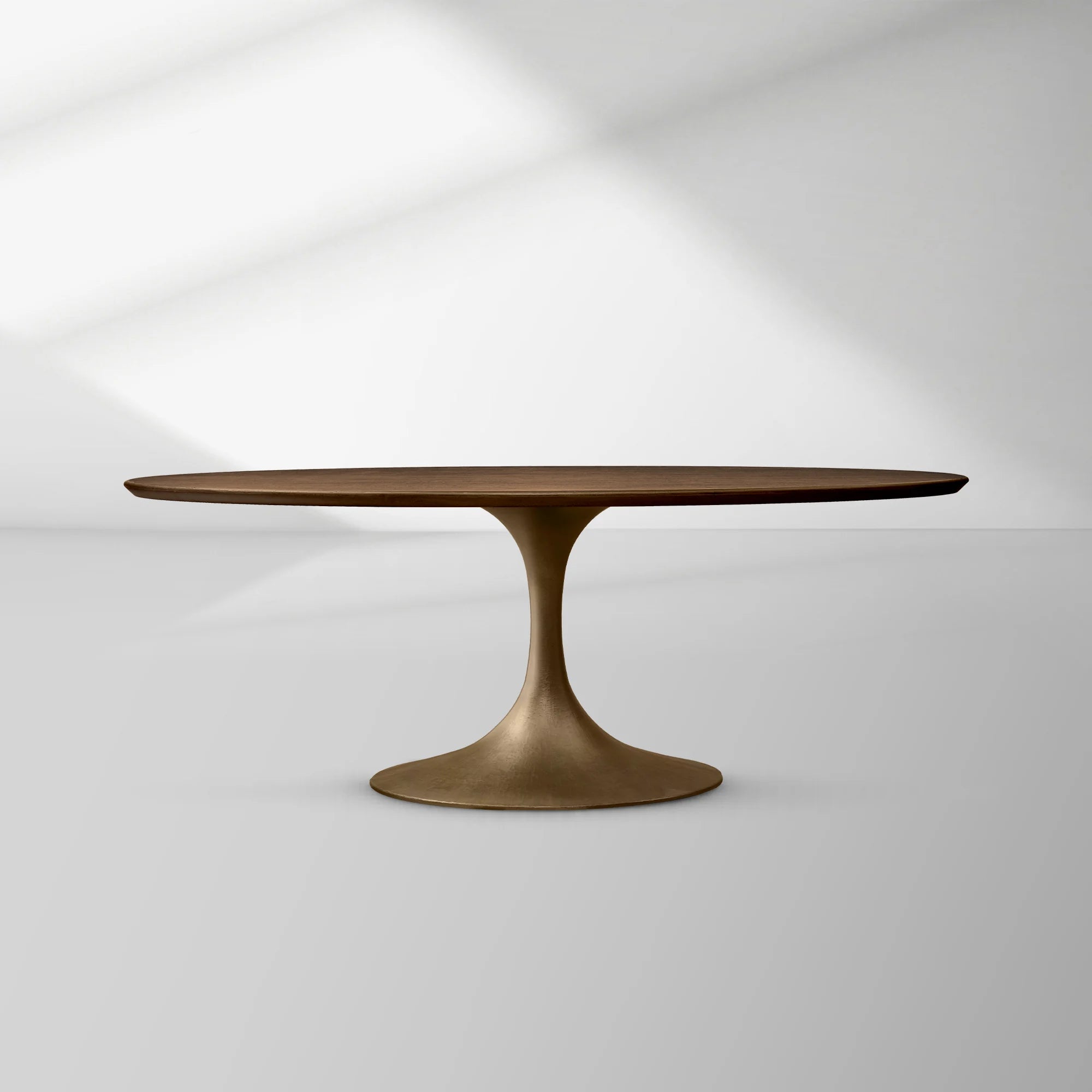 Aero Oval Oak Dining Table with Cast Steel Pedestal Base