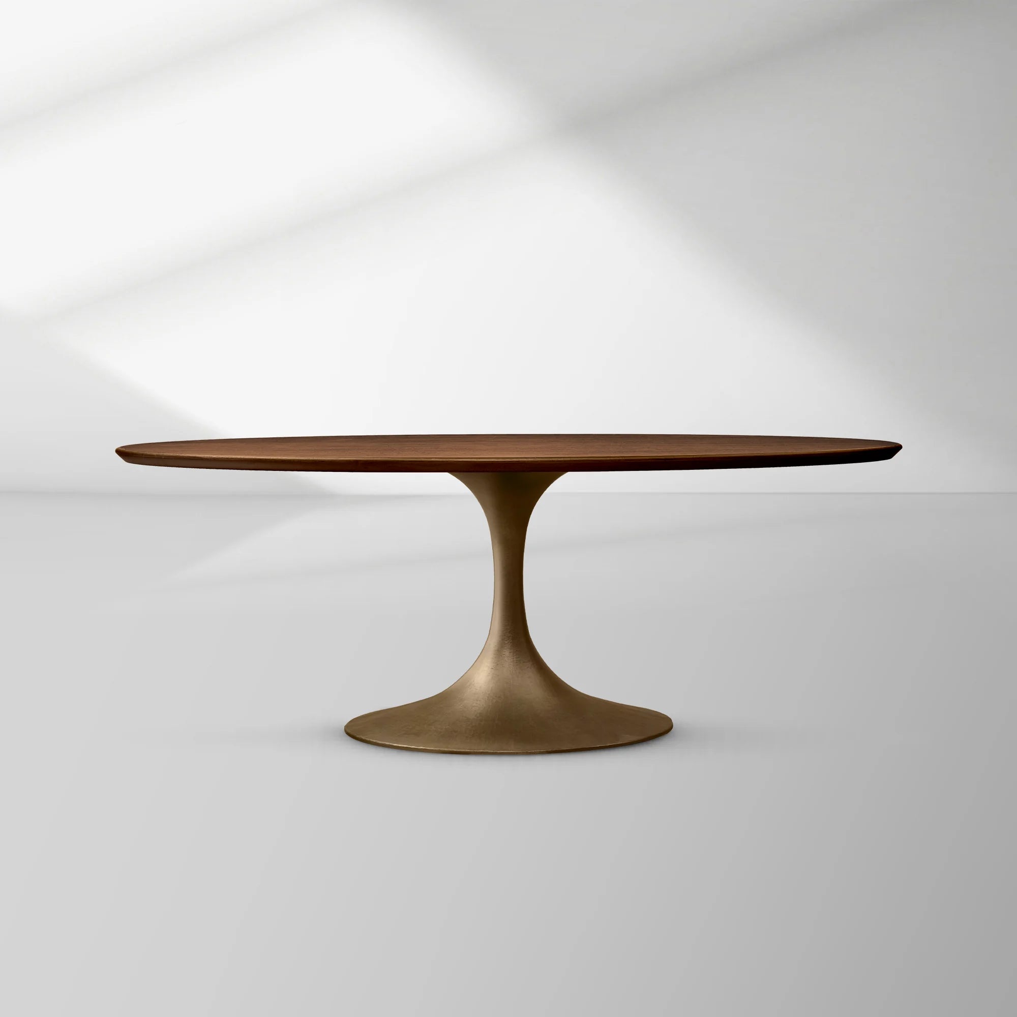 Aero Oval Oak Dining Table with Cast Steel Pedestal Base
