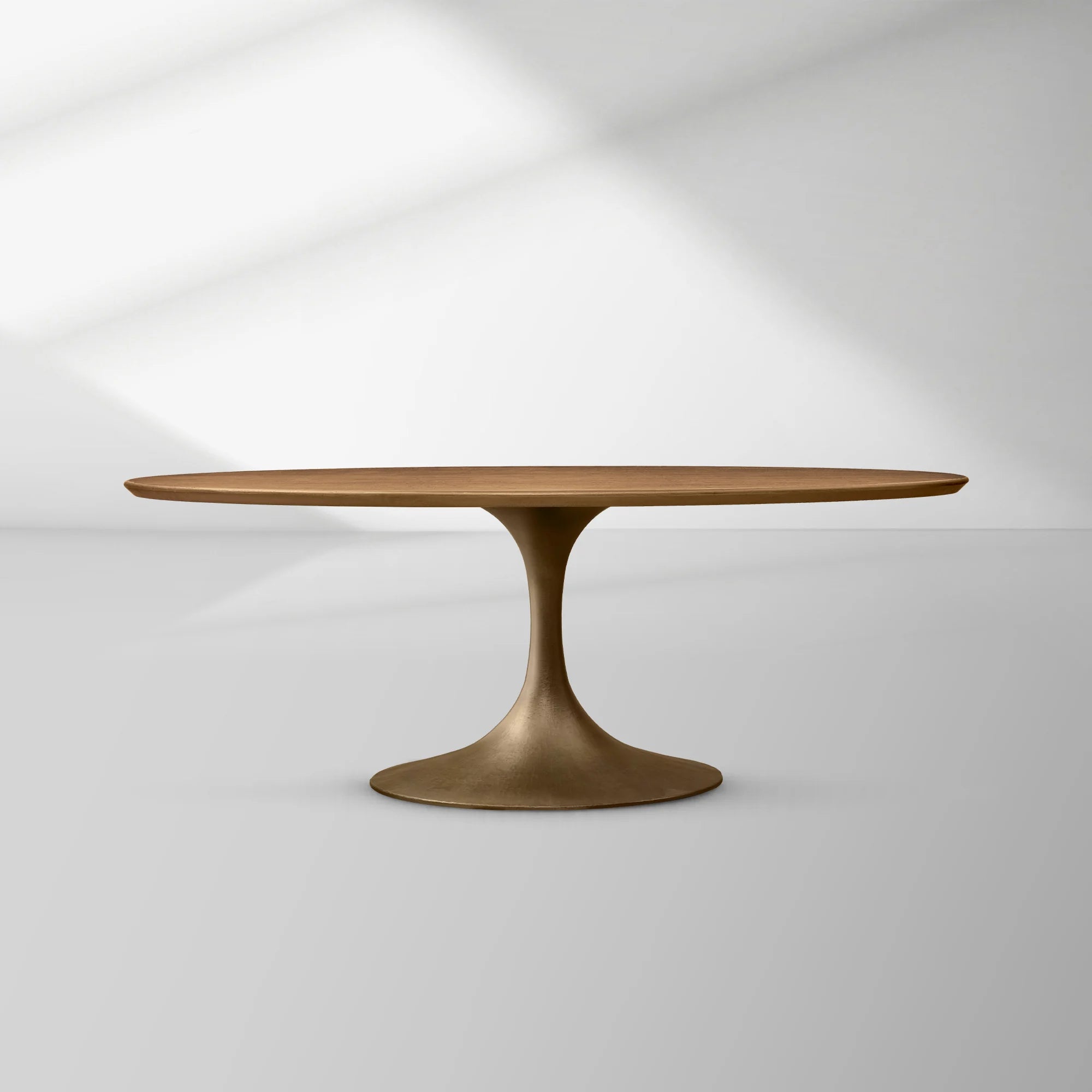 Aero Oval Oak Dining Table with Cast Steel Pedestal Base