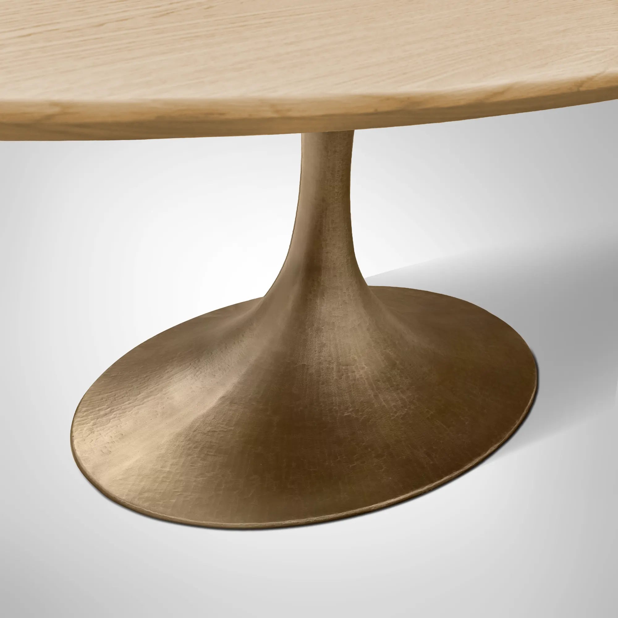 Aero Oval Oak Dining Table with Cast Steel Pedestal Base