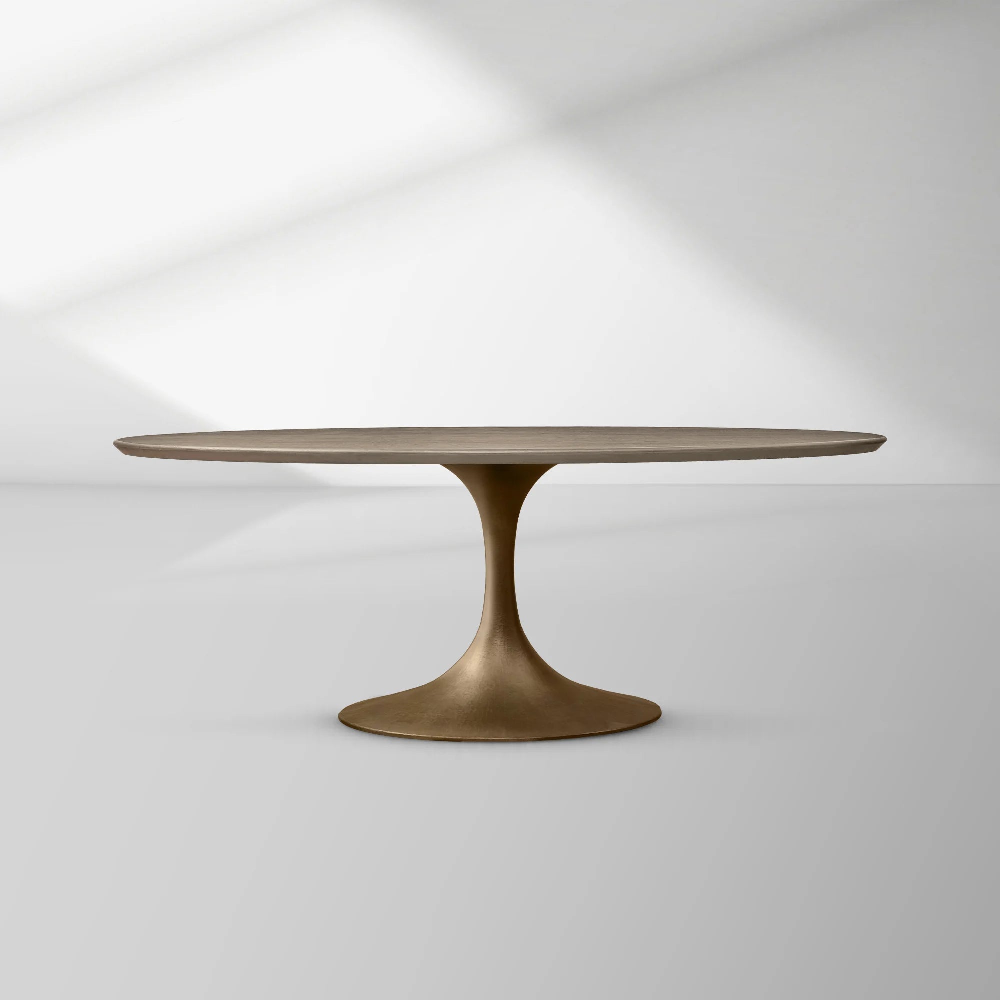 Aero Oval Oak Dining Table with Cast Steel Pedestal Base