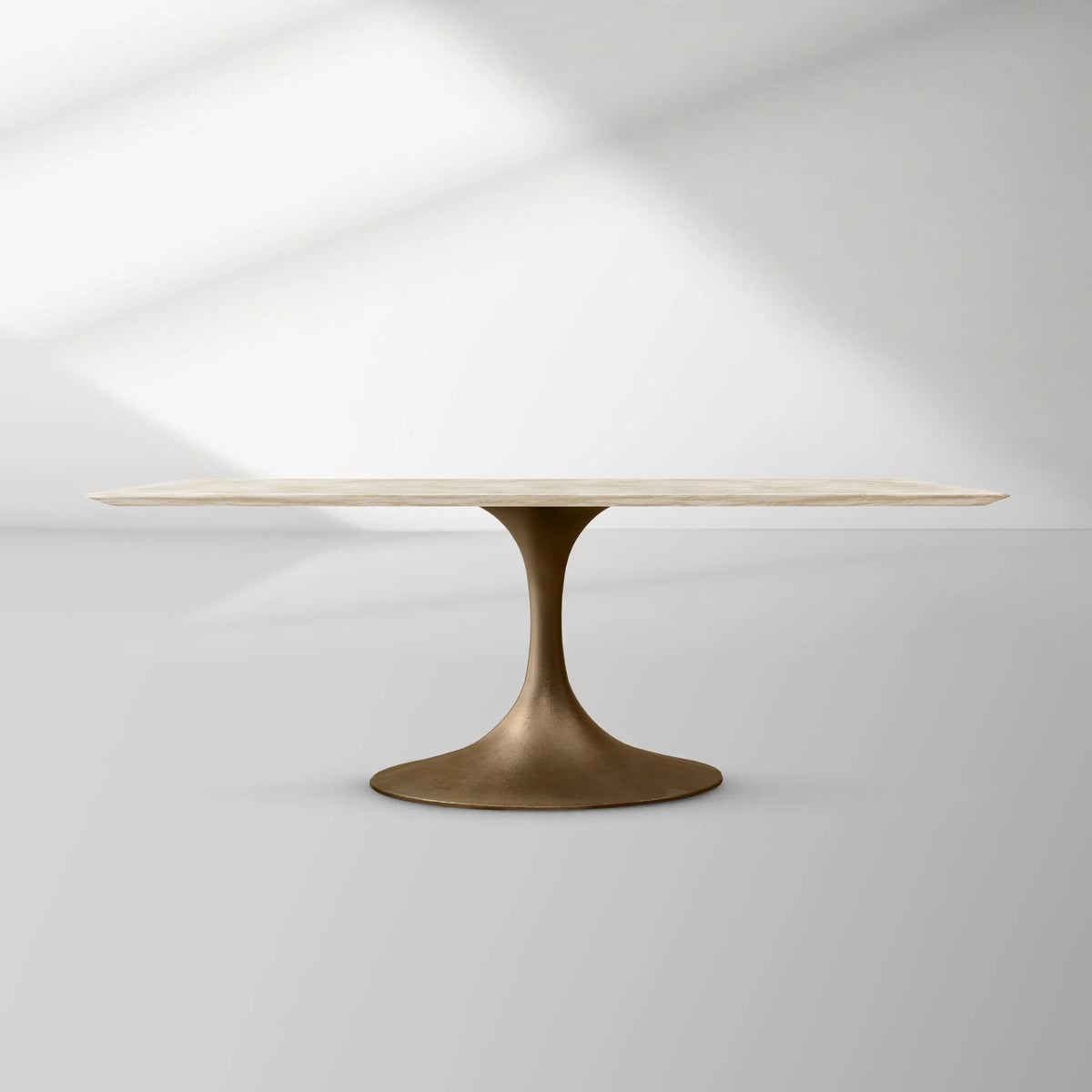 Aero Rectangular Stone Dining Table with Marble Top and Cast Steel Base