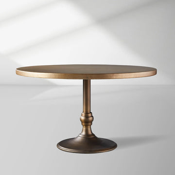 Recycled French Metal Bistro Table Black and Gold Small Dining Table with Cast Iron Wade Base