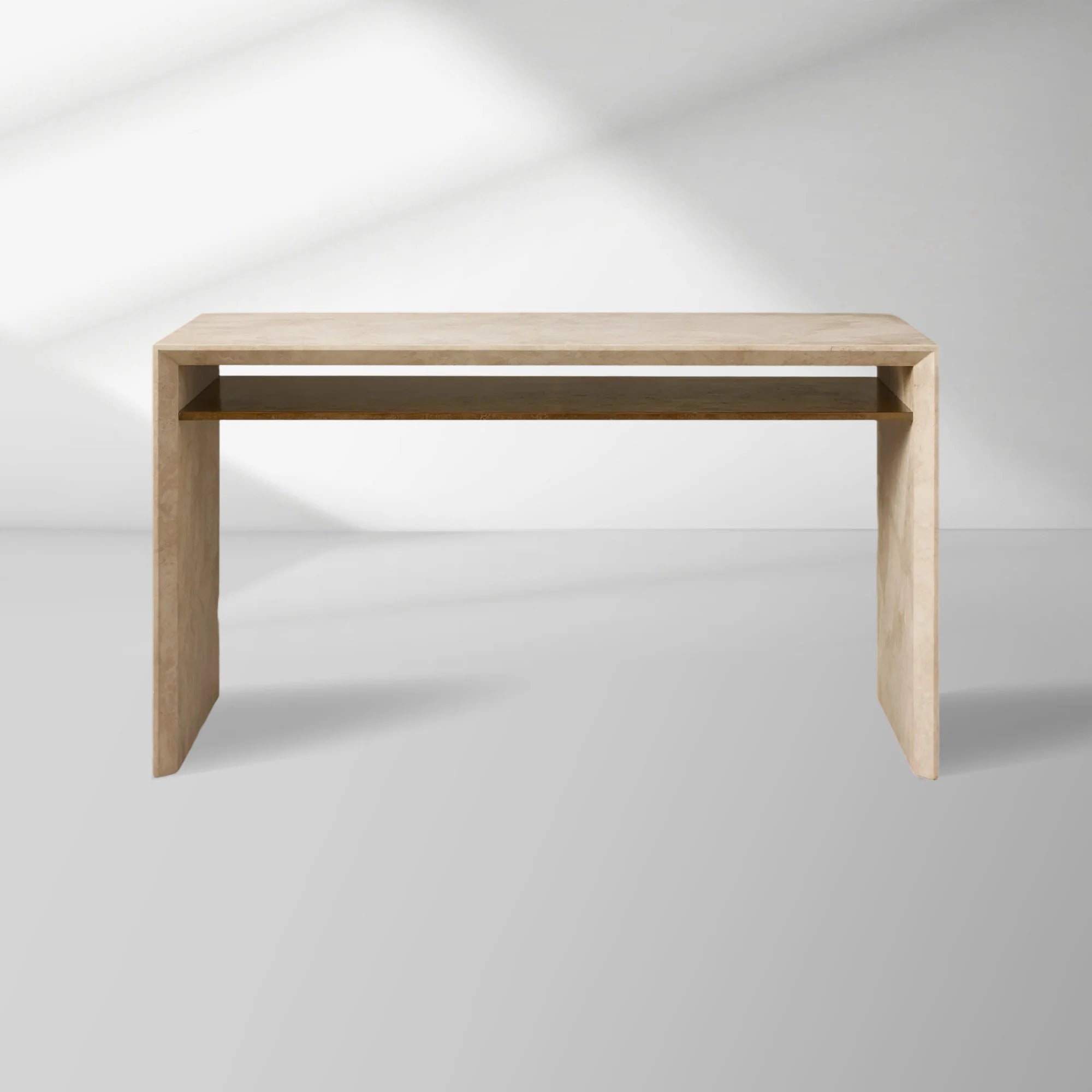 Sarsen Stone Desk with Waterfall Design and Hidden Storage Shelf
