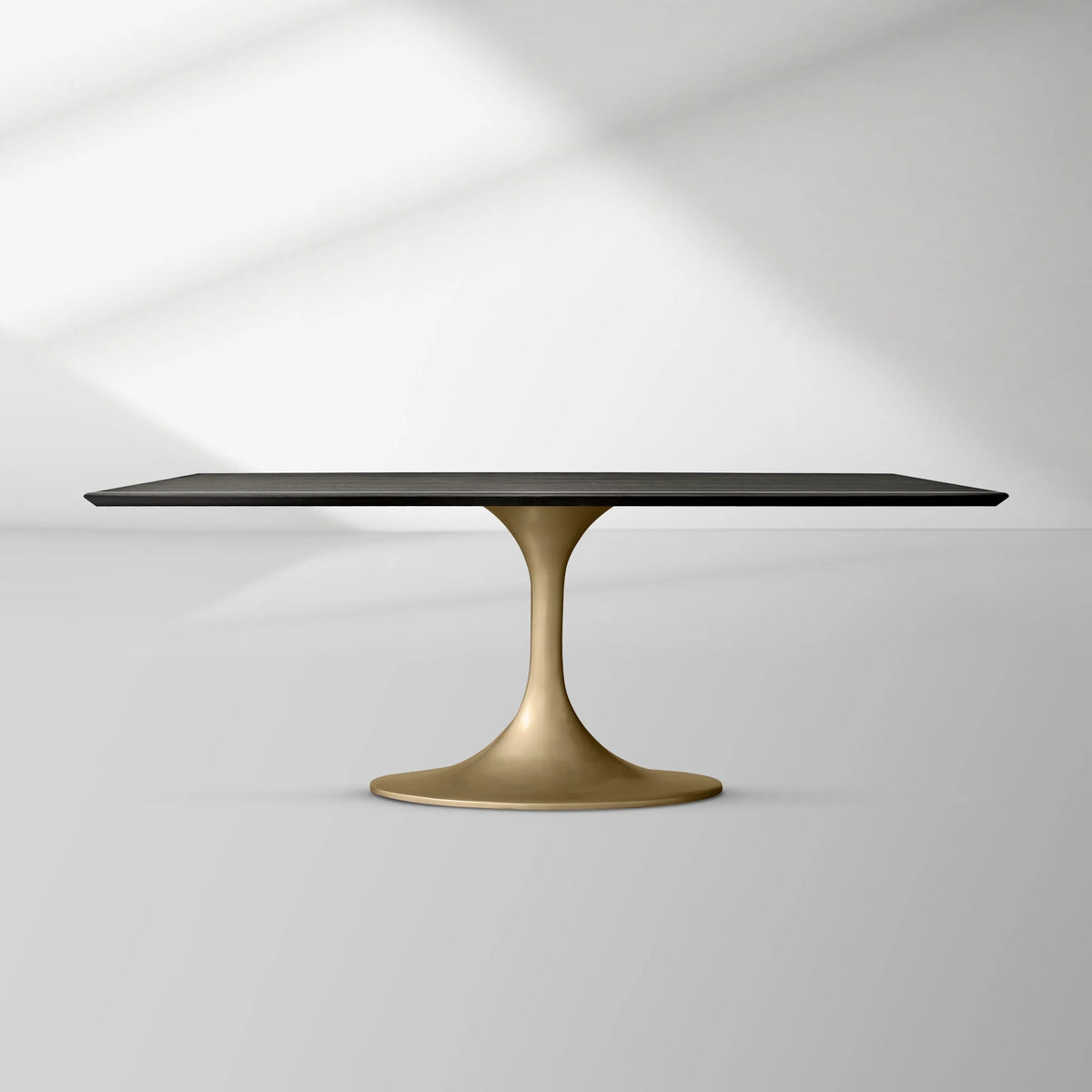 Aero Rectangular Oak Dining Table with Cast Steel Pedestal Base
