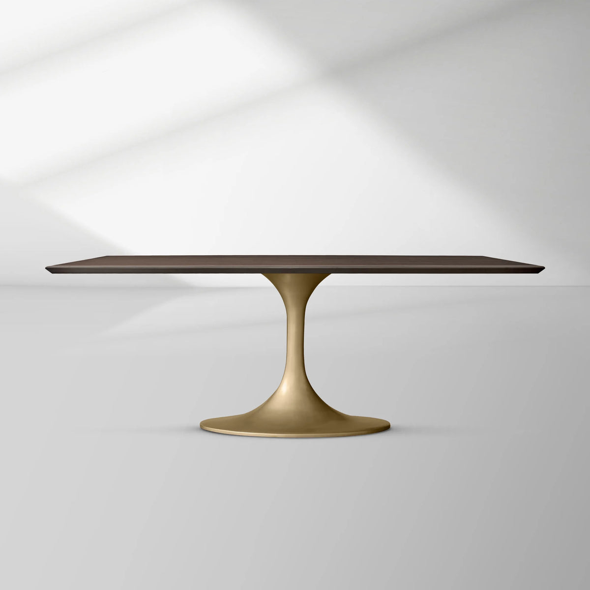 Aero Rectangular Oak Dining Table with Cast Steel Pedestal Base