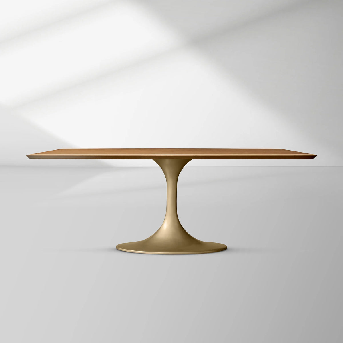 Aero Rectangular Oak Dining Table with Cast Steel Pedestal Base