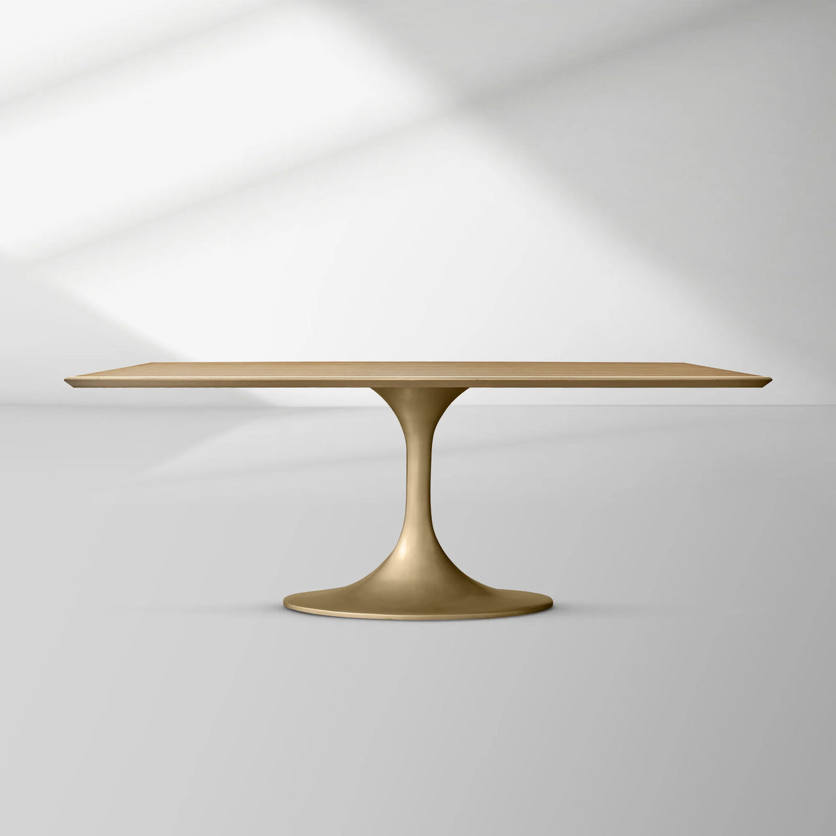 Aero Rectangular Oak Dining Table with Cast Steel Pedestal Base