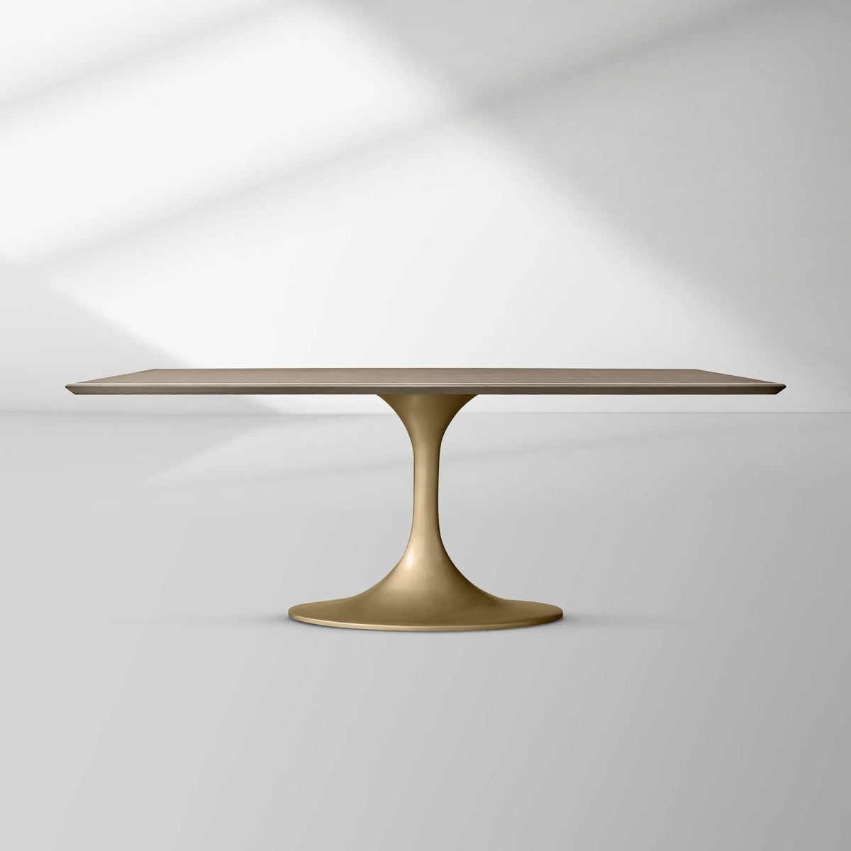Aero Rectangular Oak Dining Table with Cast Steel Pedestal Base