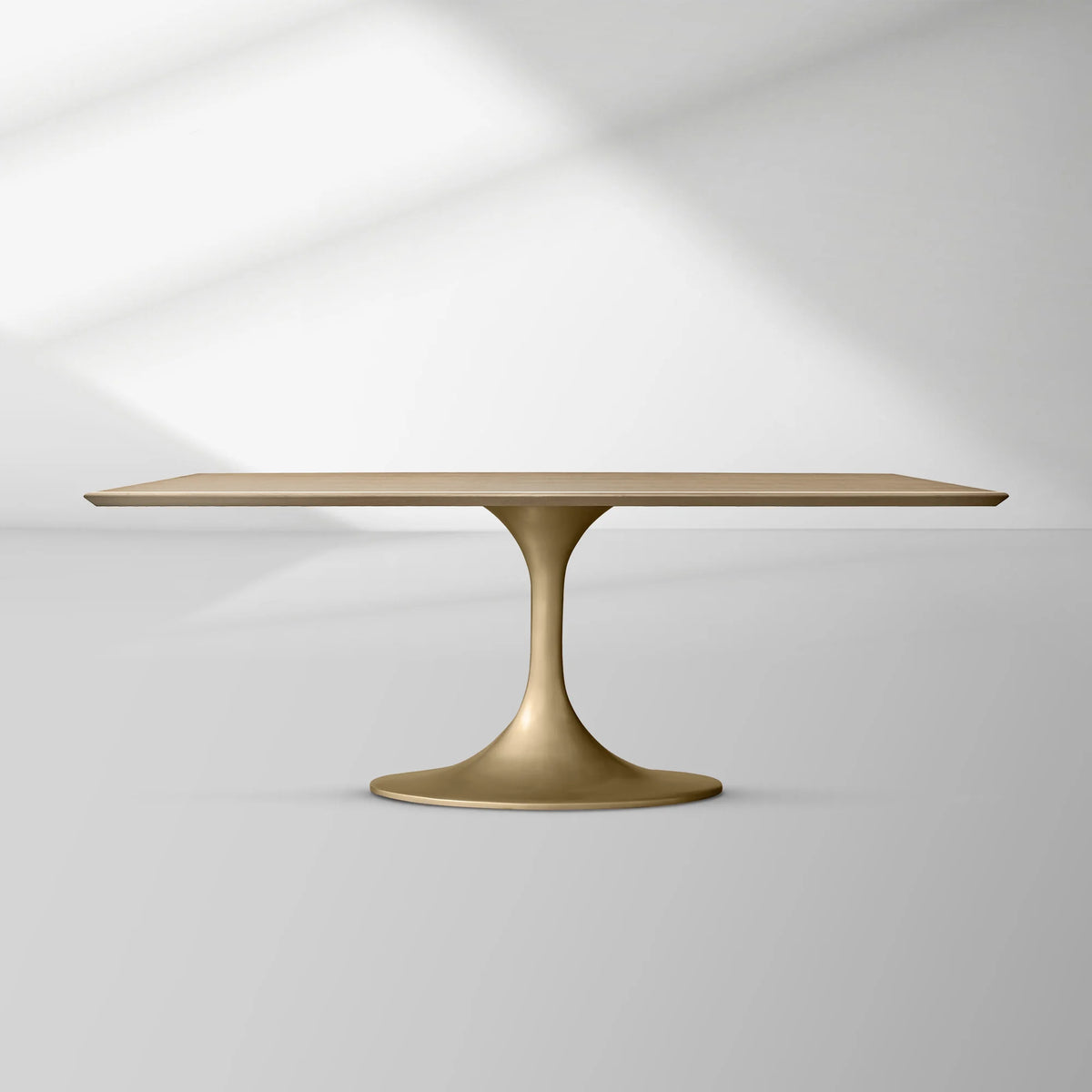Aero Rectangular Oak Dining Table with Cast Steel Pedestal Base