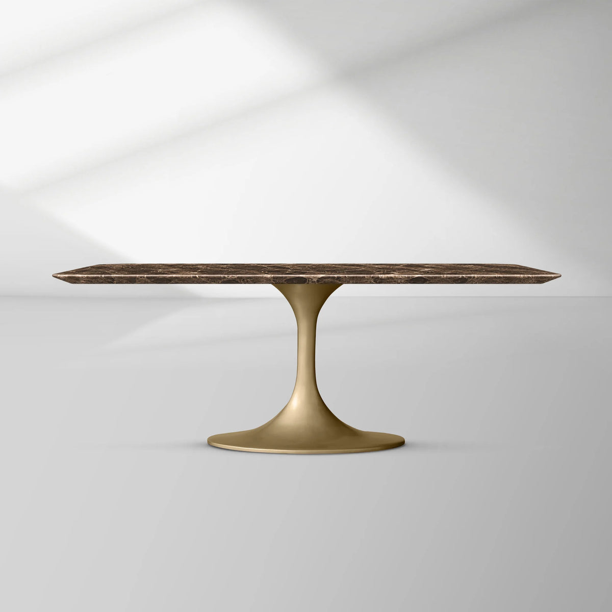 Aero Rectangular Stone Dining Table with Marble Top and Cast Steel Base