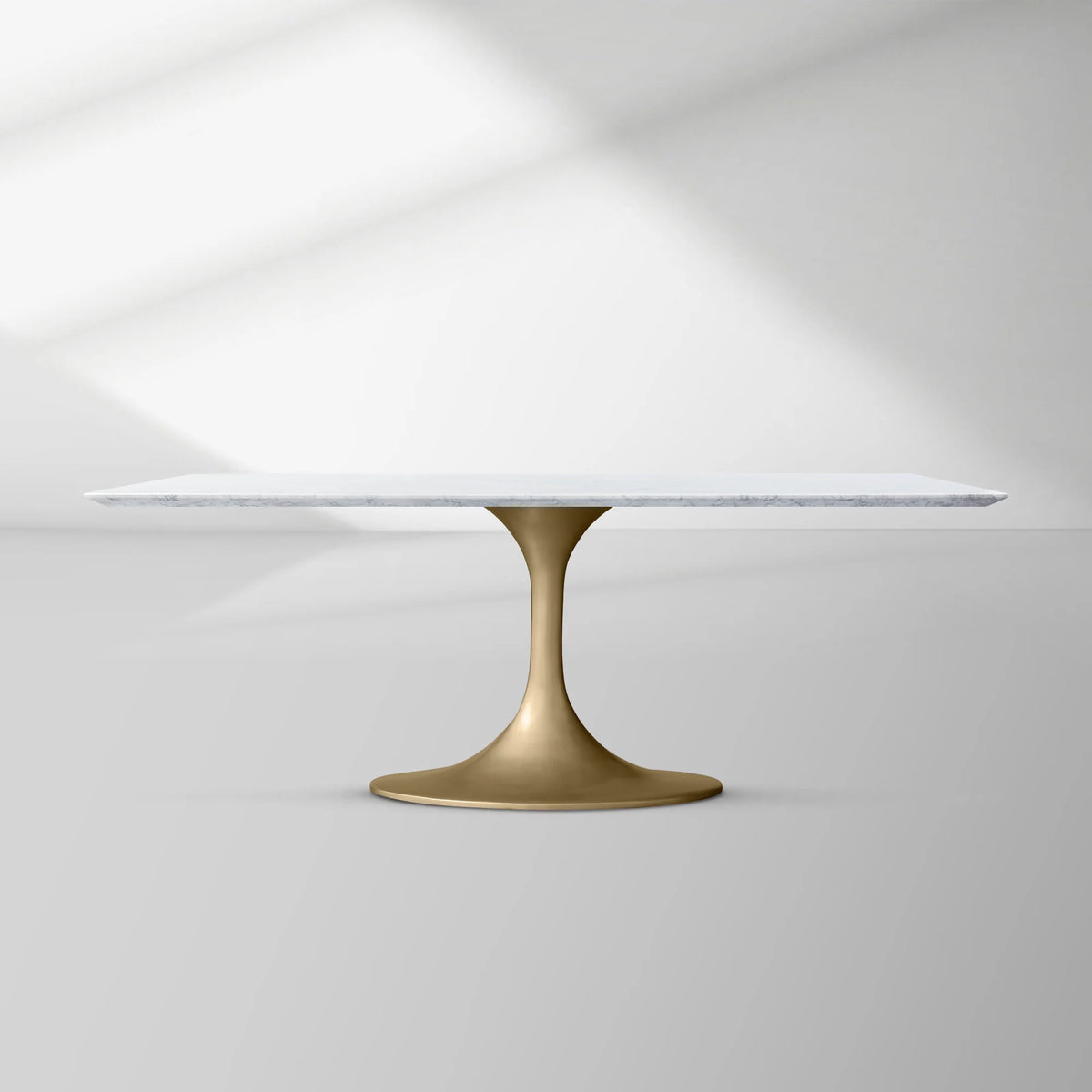 Aero Rectangular Stone Dining Table with Marble Top and Cast Steel Base