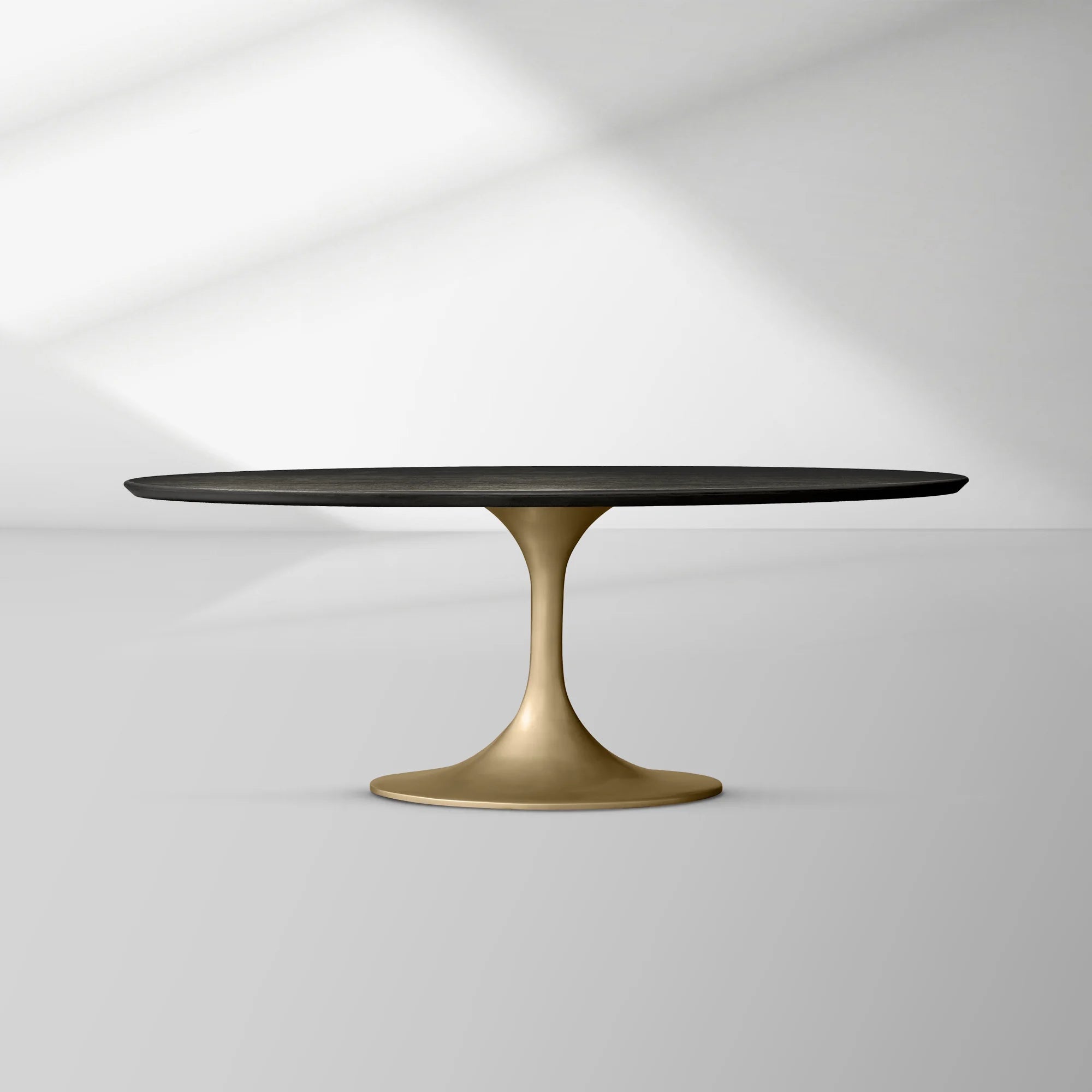 Aero Oval Oak Dining Table with Cast Steel Pedestal Base