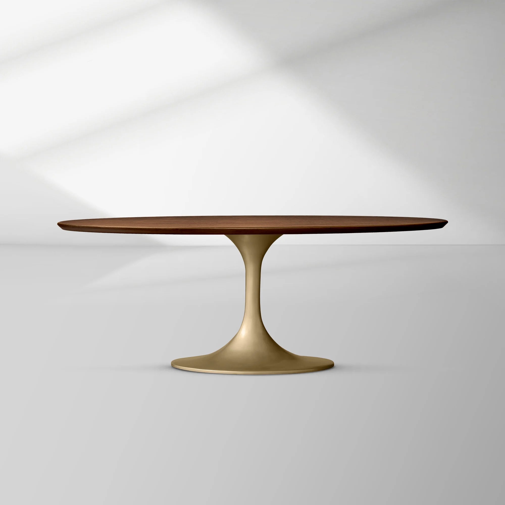 Aero Oval Oak Dining Table with Cast Steel Pedestal Base